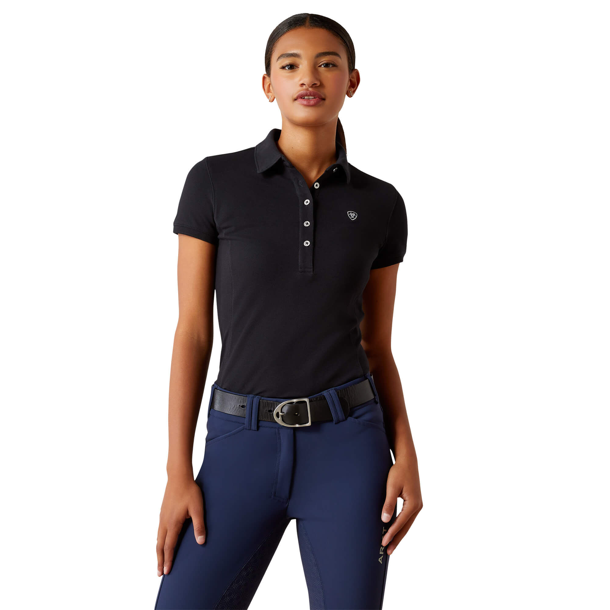 Women's Prix 3.0 Polo Shirt Shirt in Black, Size Small, by Ariat