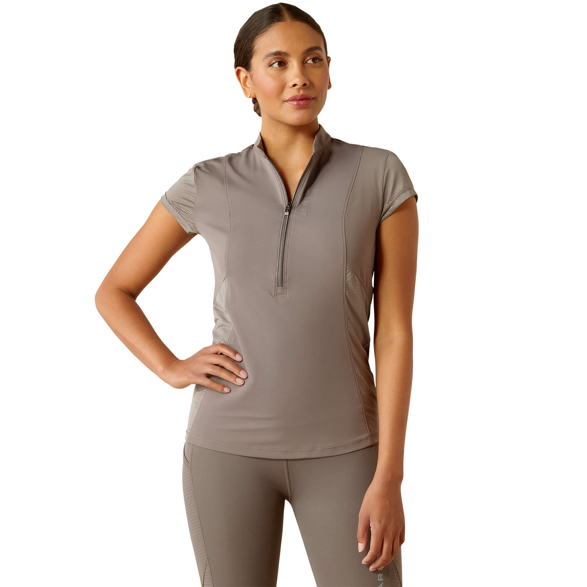 Women's Breathe 1/2 Zip Baselayer Top in Plum Grey, Size X-Large, by Ariat
