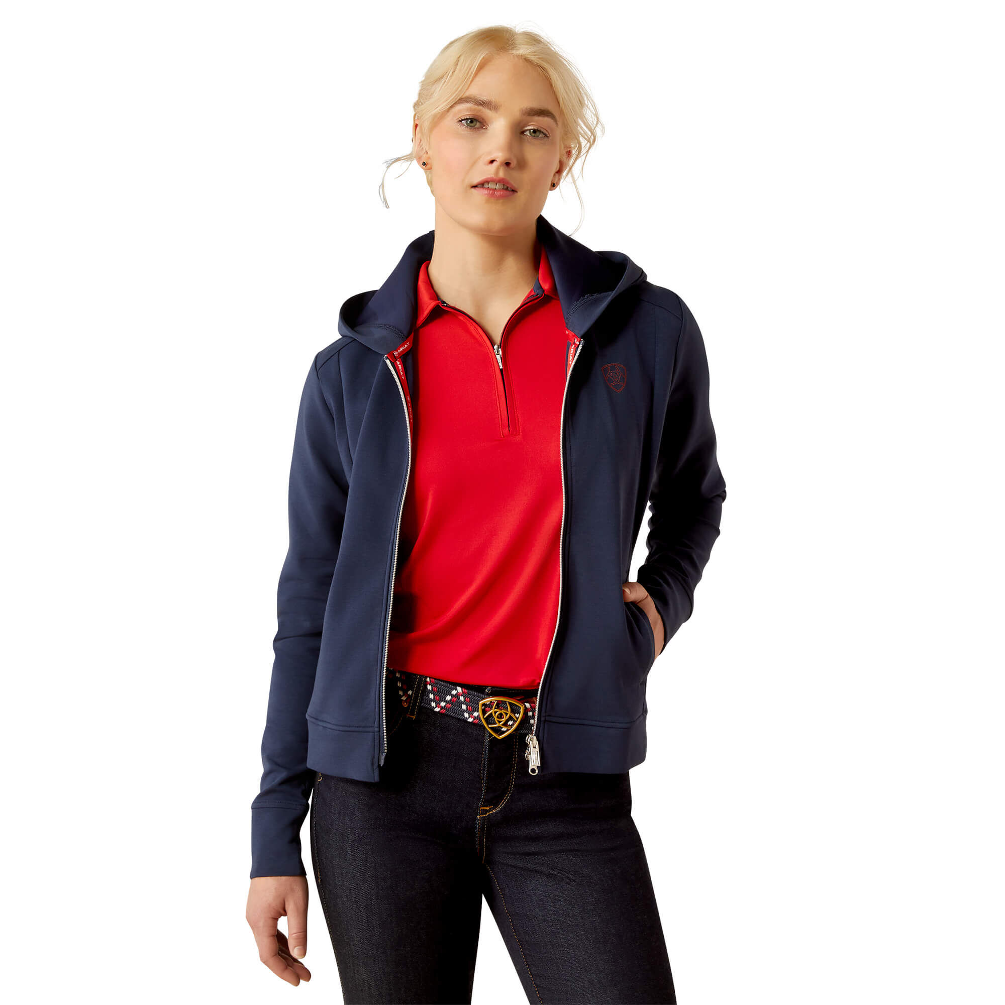 Women's Antez Team Full Zip Hoodie Long Sleeve in Navy, Size X-Large, by Ariat