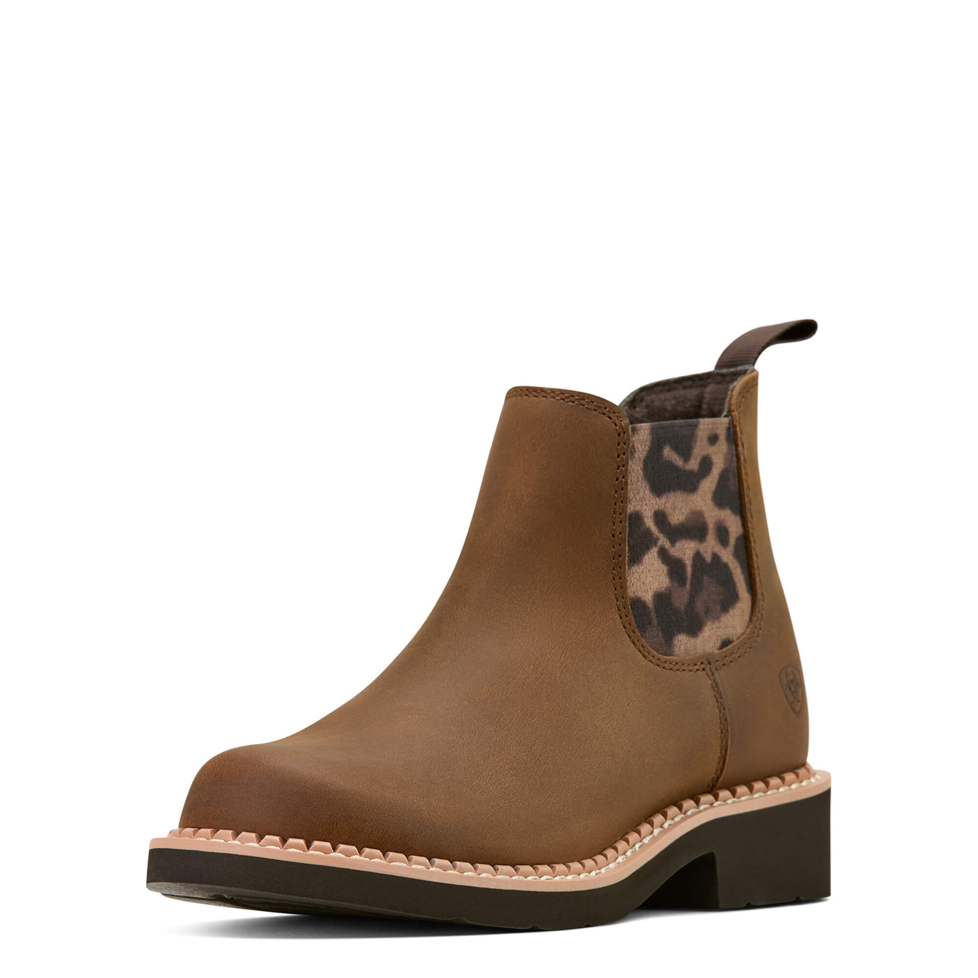 Kid's Fatbaby Chelsea Western Boots in Distressed Brown Leopard Gore, B Medium Width, Size 33, by Ariat