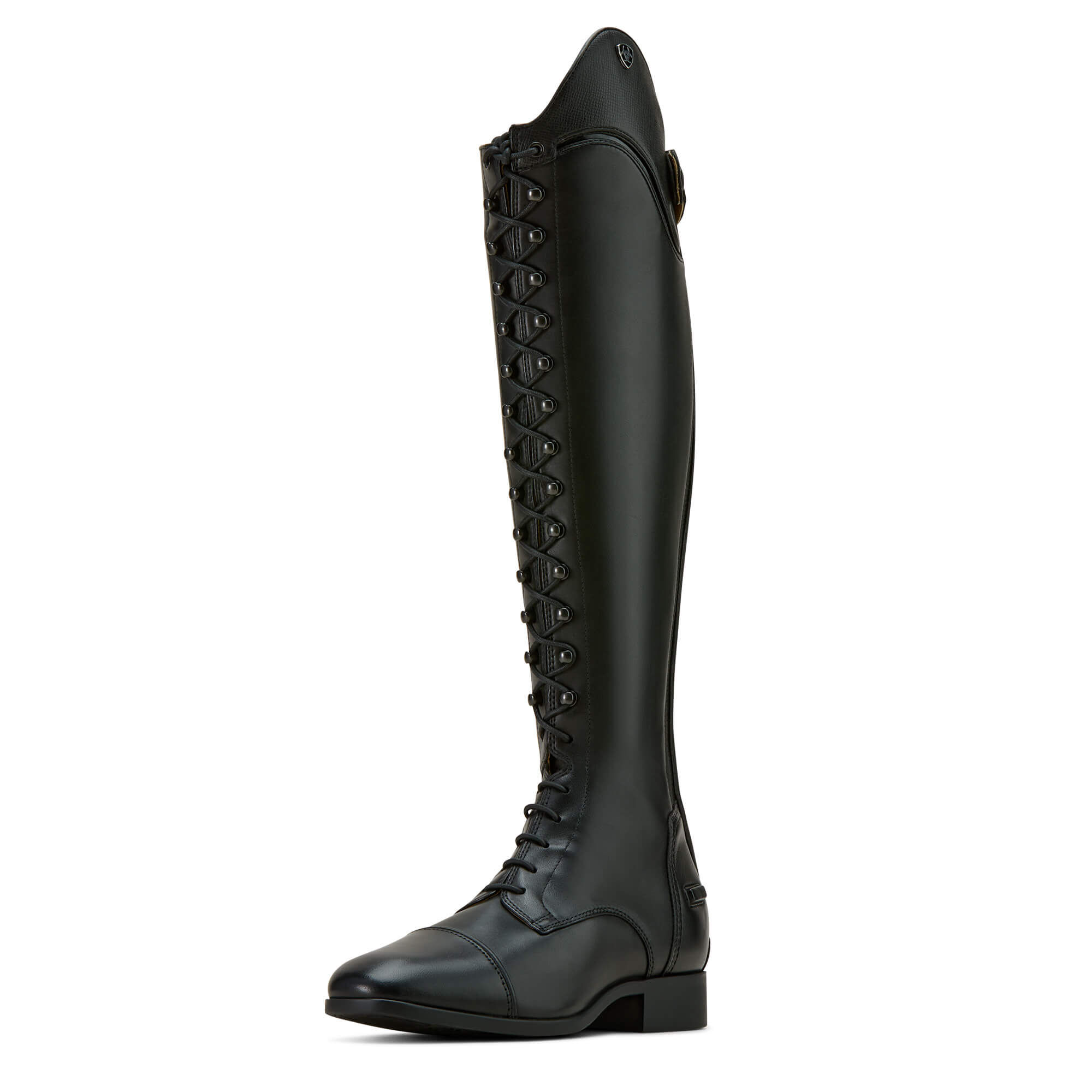 Women's Palisade Lace Tall Riding Boots in Black Black Saffiano, B Medium Width, Short Height, Wide Calf, Size 7, by Ariat
