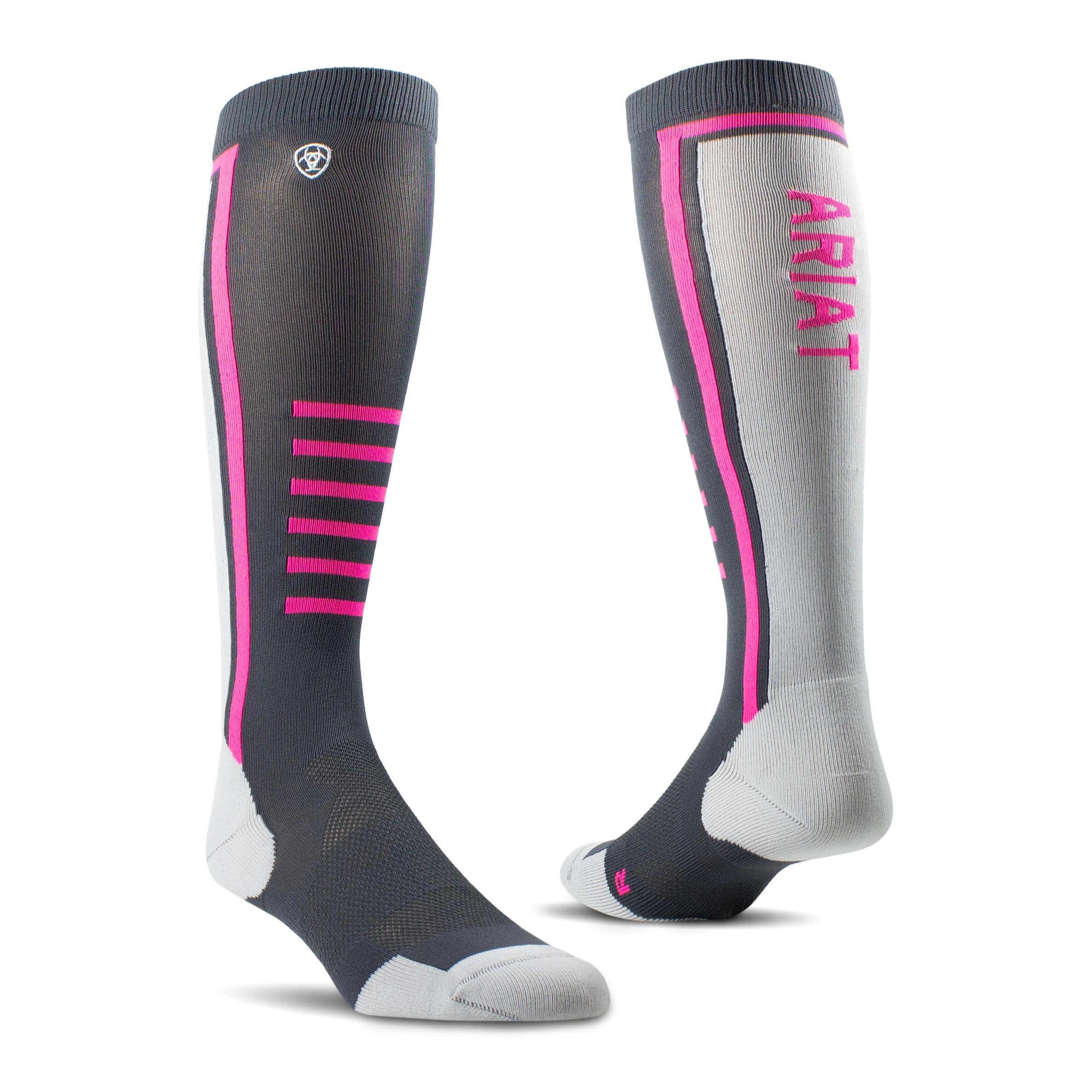 AriatTEK Slimline Performance Socks in Ebony Knockout Pink, Size Medium