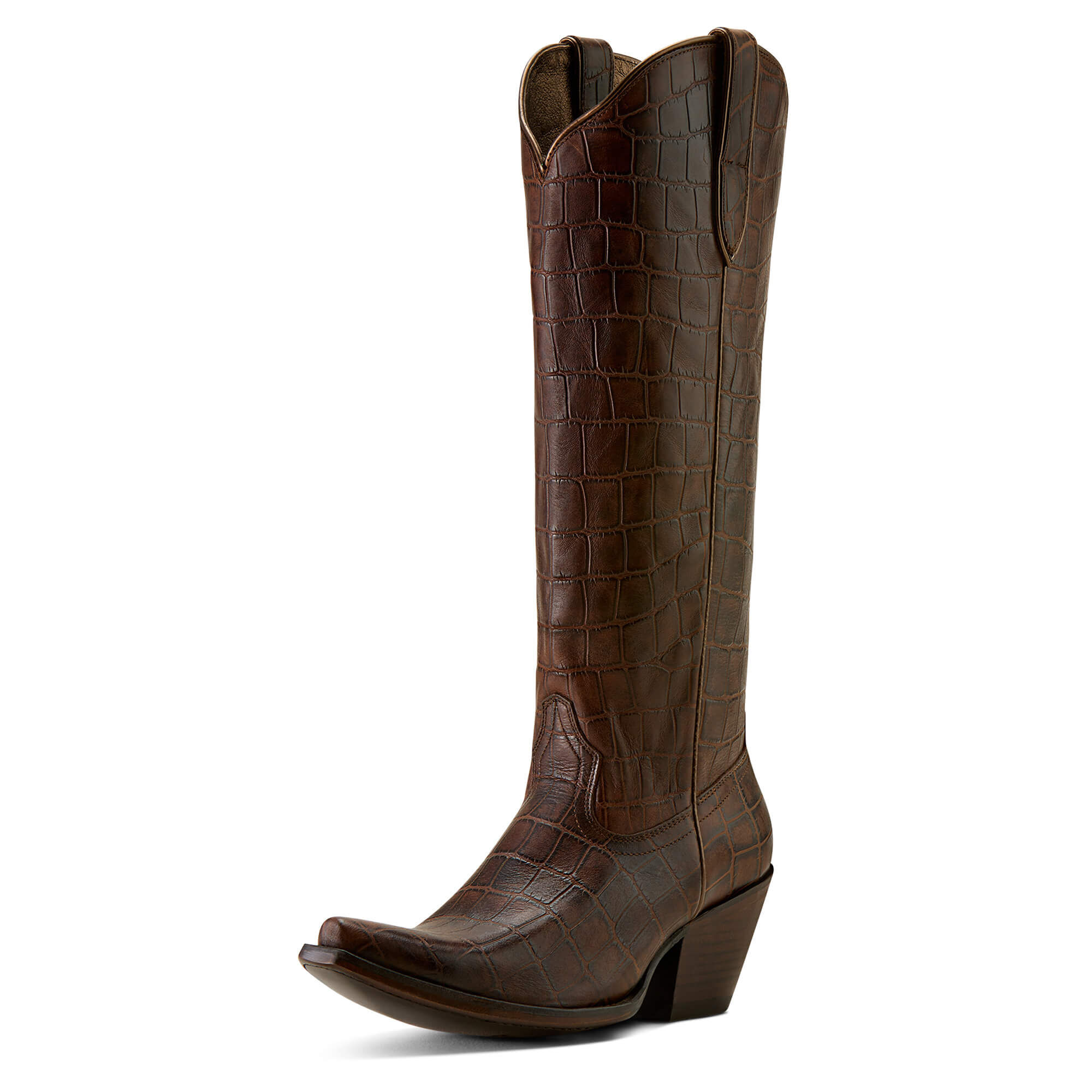 Women's Casanova X Toe Western Boots in Luxe Espresso Croc Print Leather, B Medium Width, Size 7.5, by Ariat