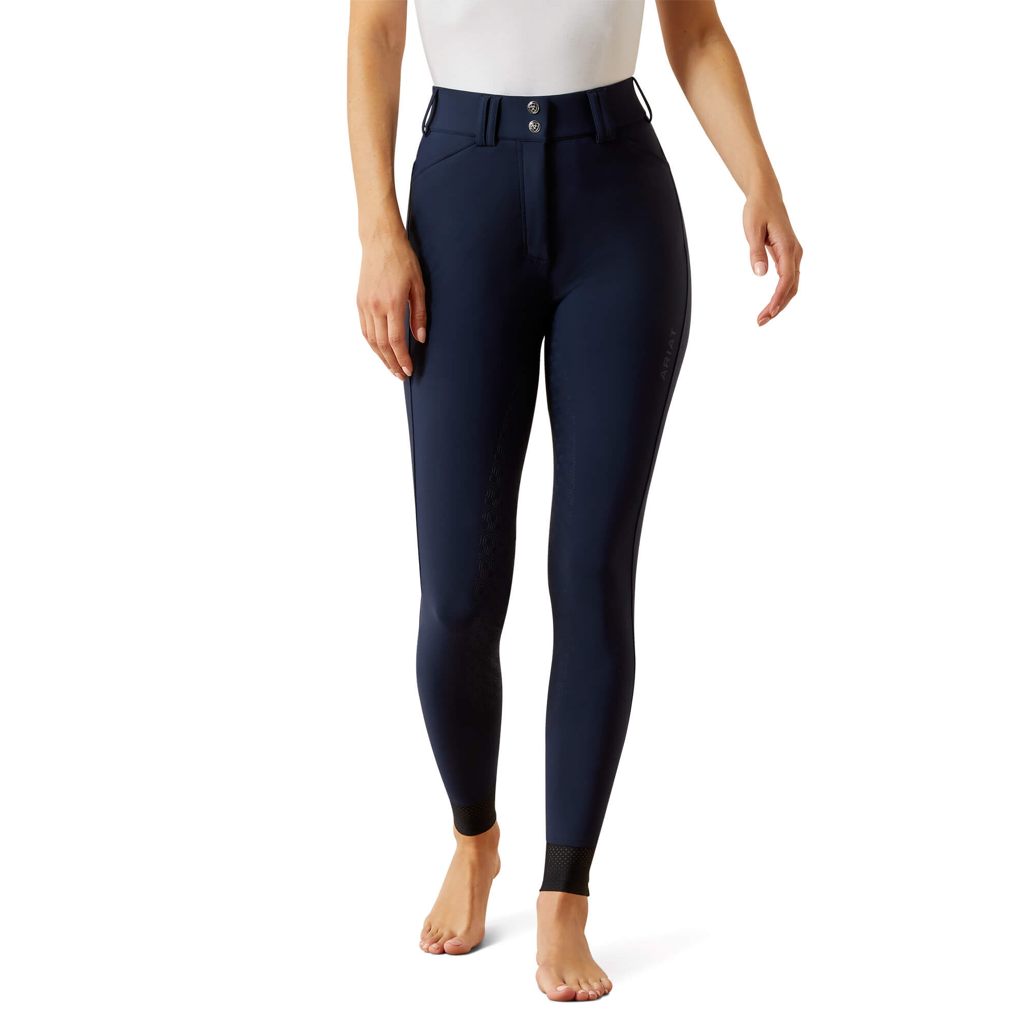 Women's Tri Factor Frost 2.0 Full Seat Riding Breeches in Navy, Size 34, by Ariat