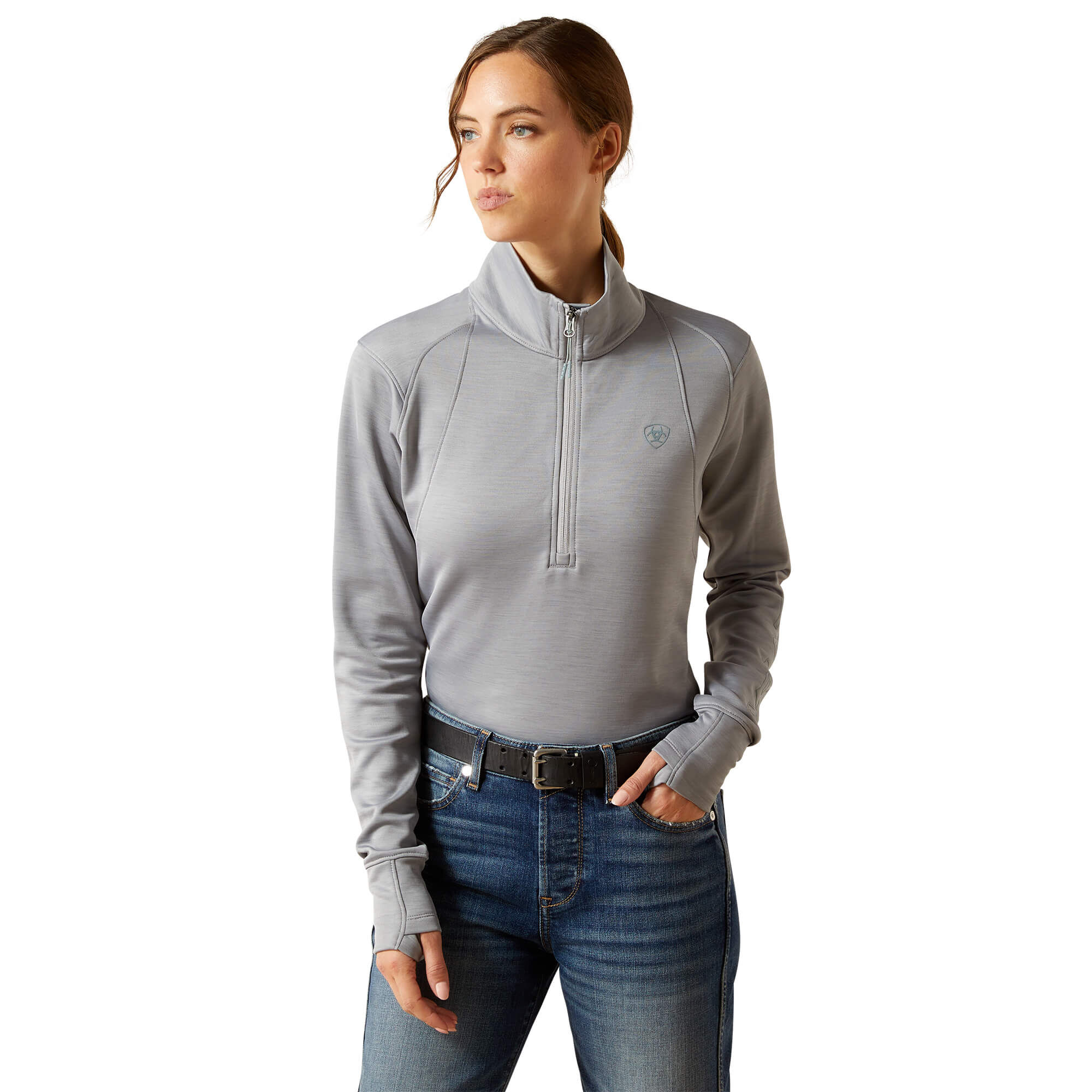 Women's Team EQ 1/2 Zip Pullover Top Long Sleeve in Alloy Heather, Size Small, by Ariat