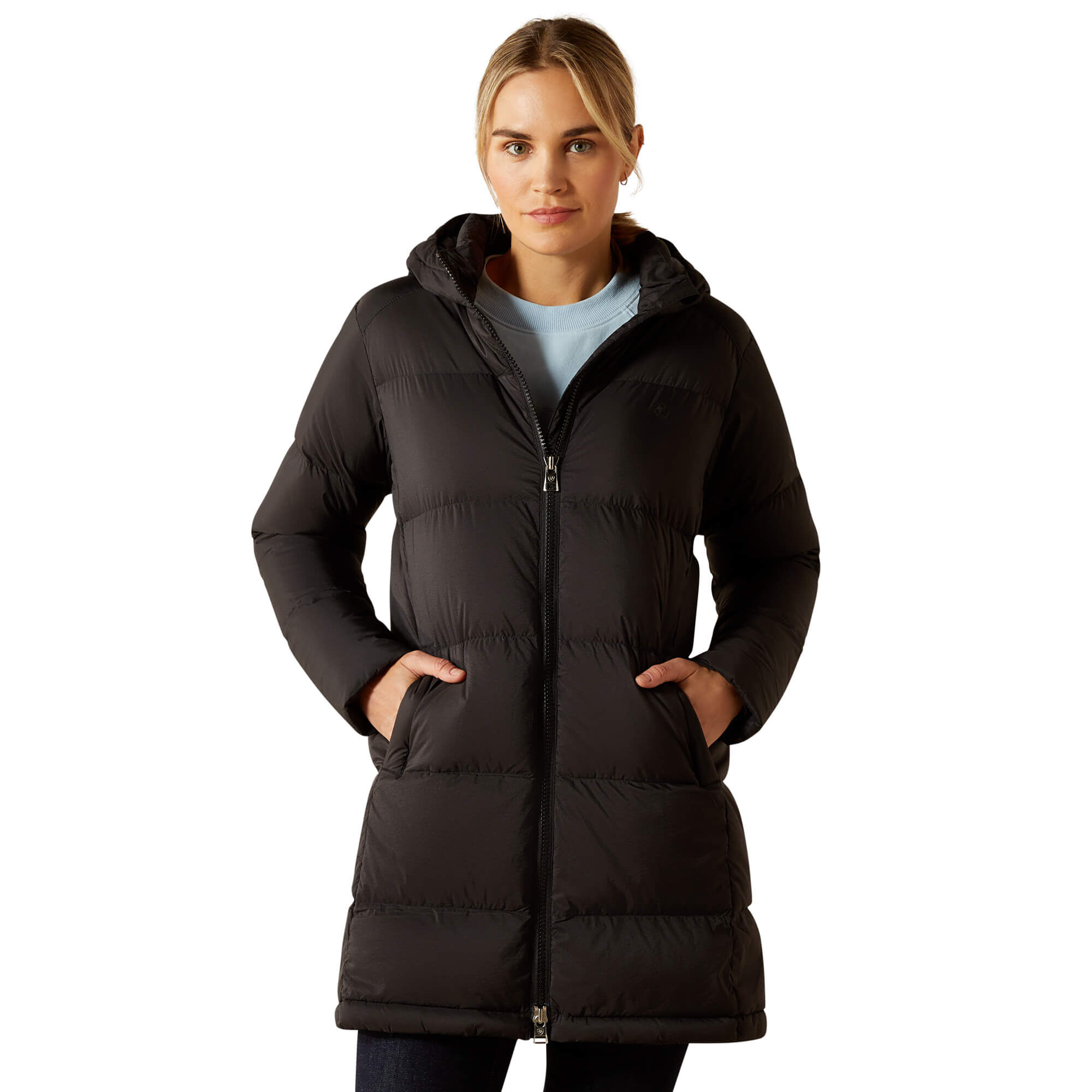 Women's UltraPuff Insulated Down Coat Long Sleeve in Black, Size 2X-Large, by Ariat