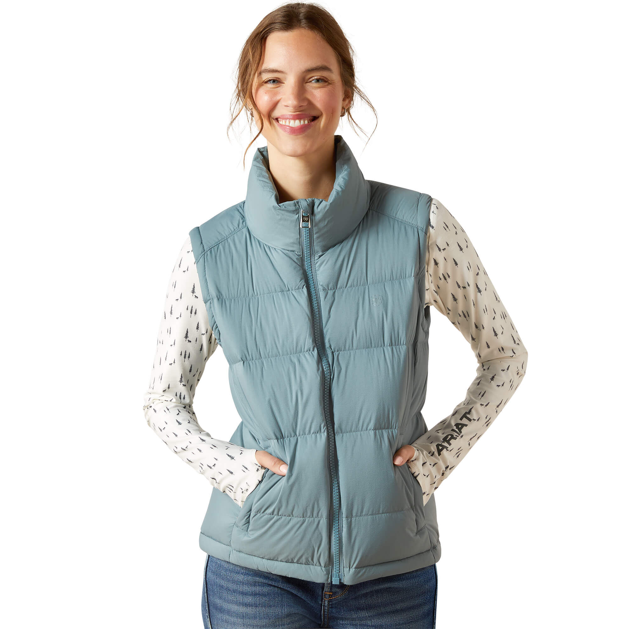 Women's UltraPuff Insulated Down Gilet in Steel Sage, Size X-Large, by Ariat