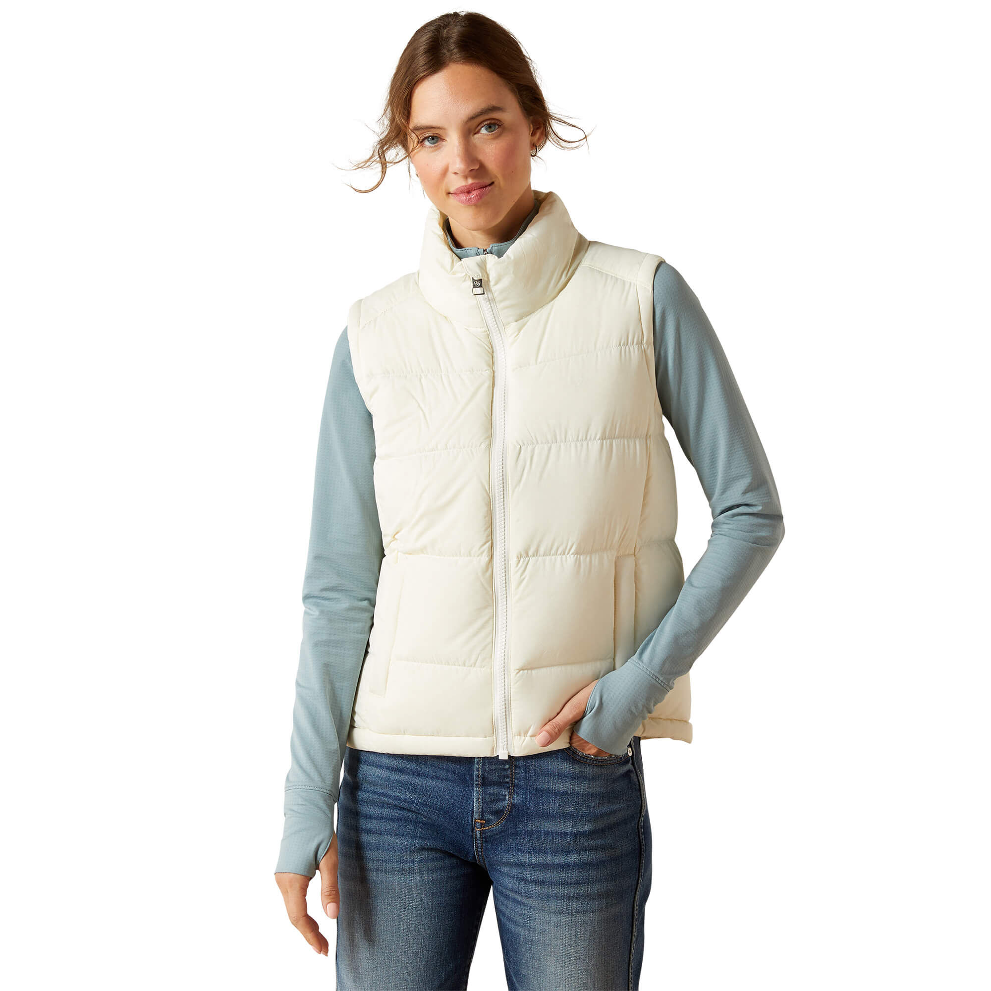 Women's UltraPuff Insulated Down Gilet in Star White, Size Medium, by Ariat