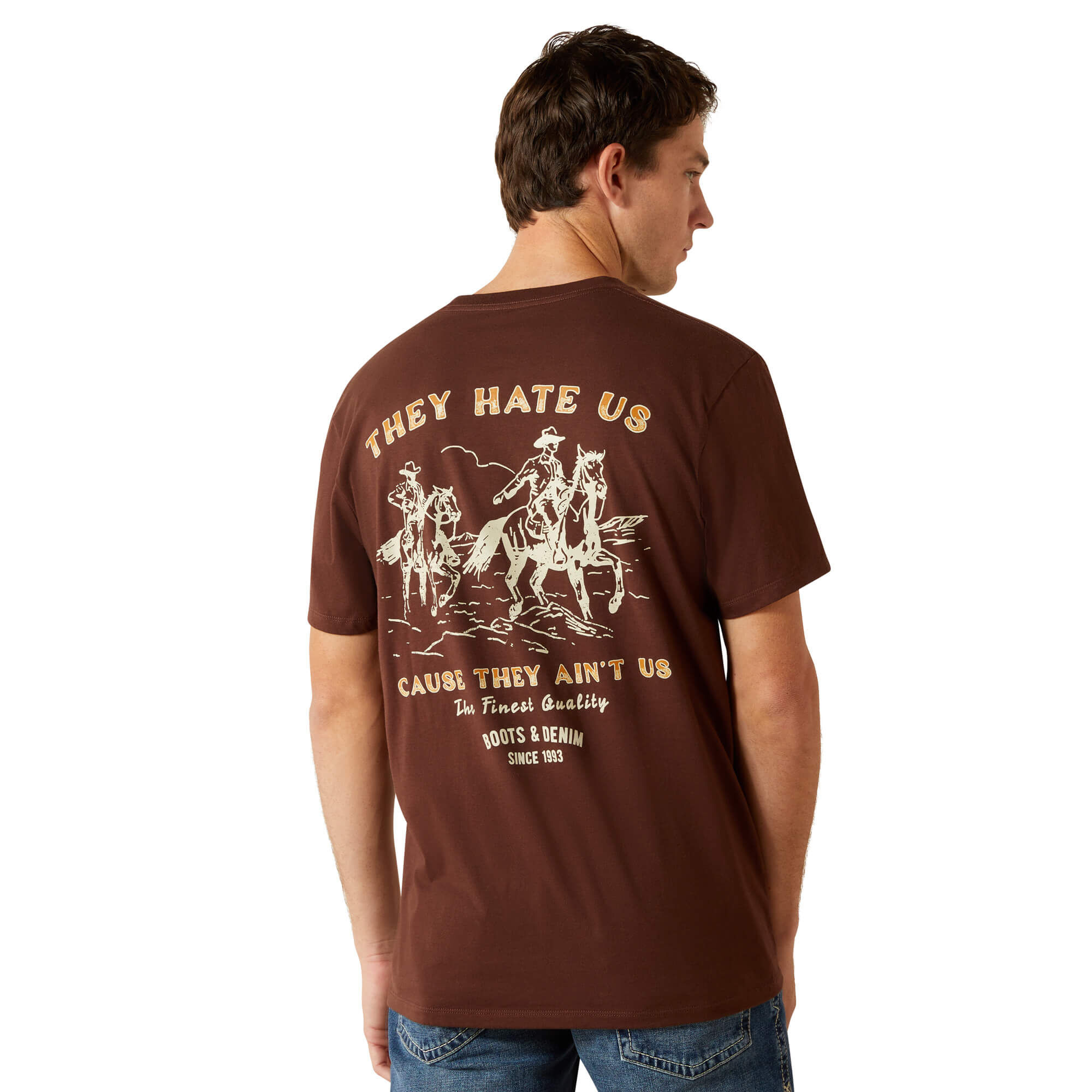 Men's Ariat They Ain't Us Classic Fit T-Shirt in Deep Mahogany, Size Small