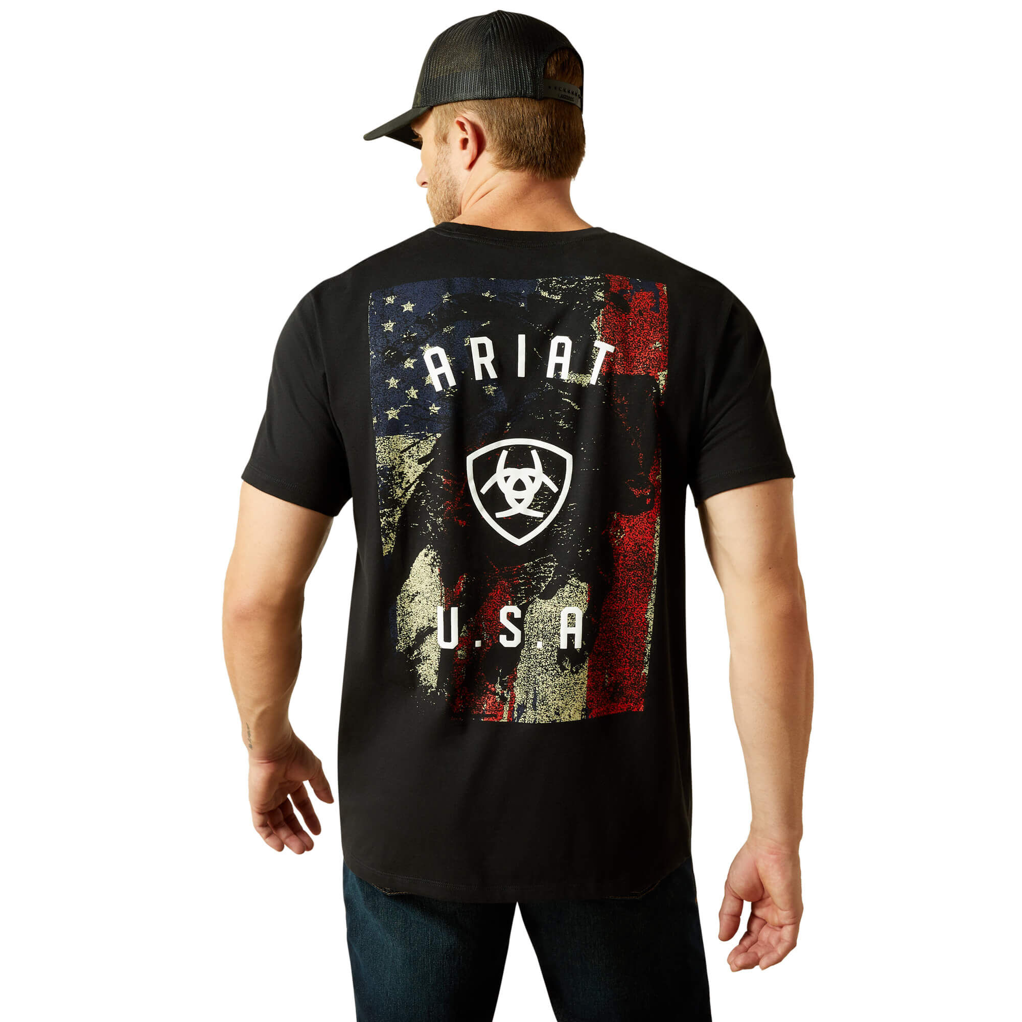 Men's Ariat Faded Bull T-Shirt in Black, Size Small