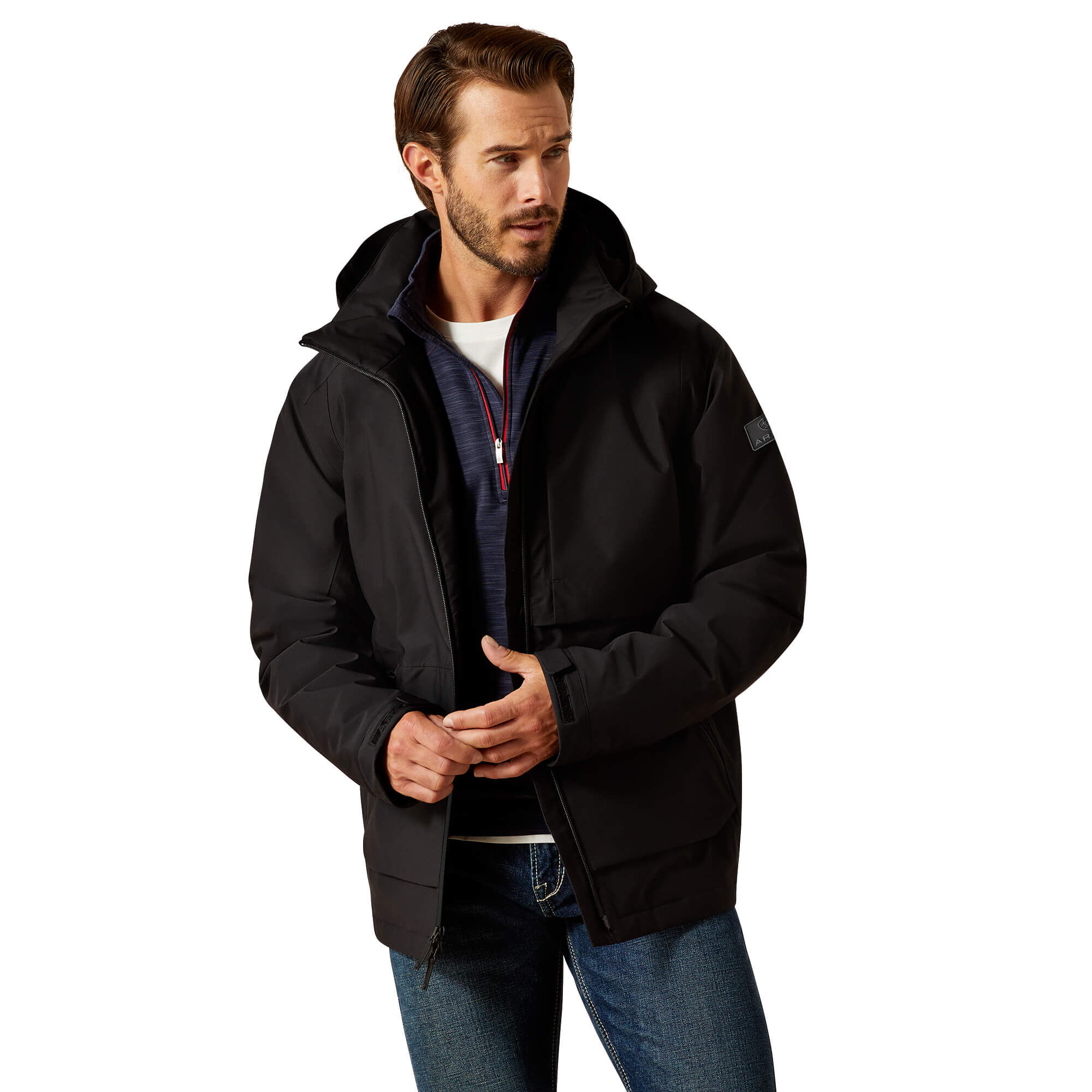 Men's Outer Banks Waterproof Insulated Jacket Long Sleeve in Black, Size Small, by Ariat