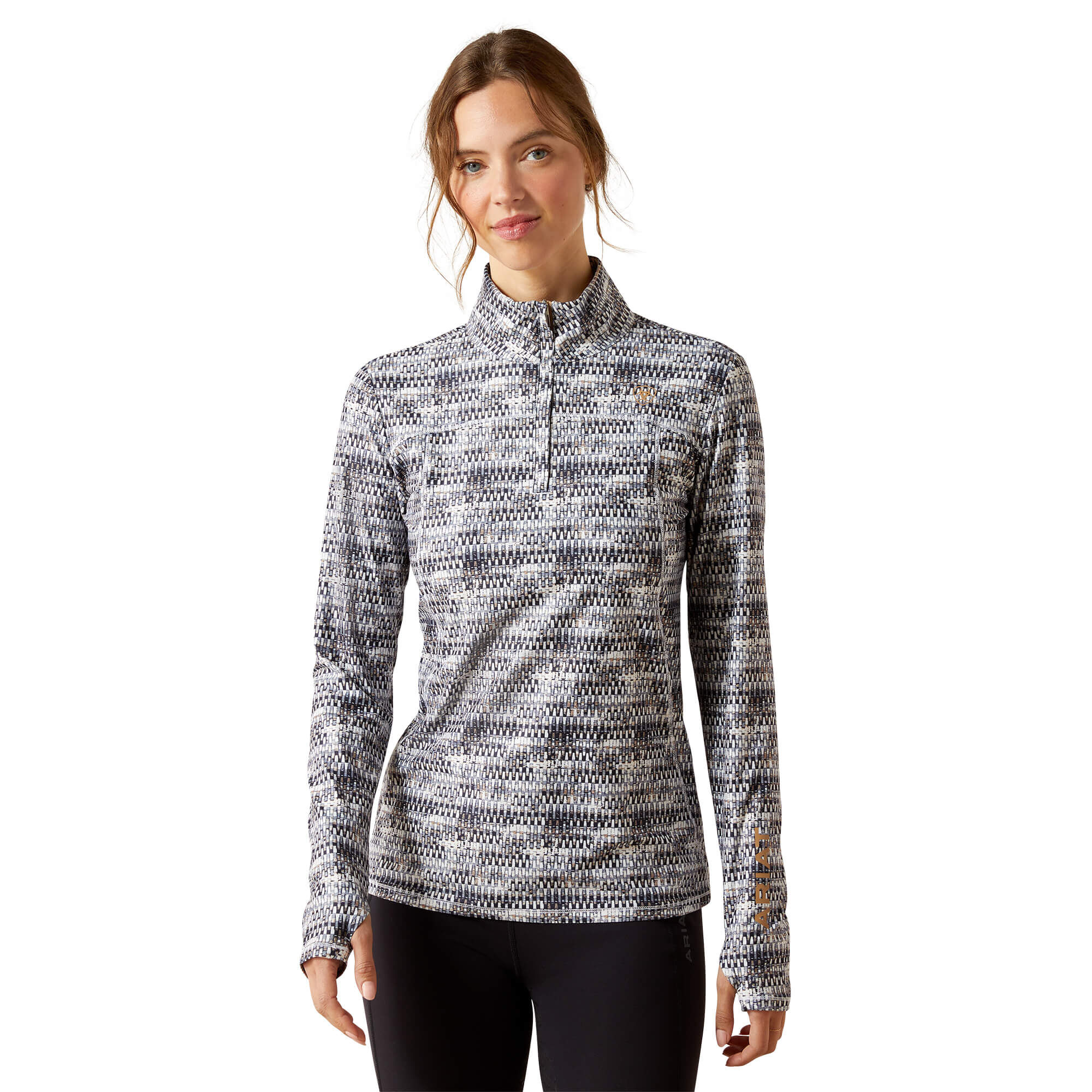 Women's Lowell 3.0 1/4 Zip Baselayer Top Long Sleeve in Autumn Batik, Size X-Large, by Ariat