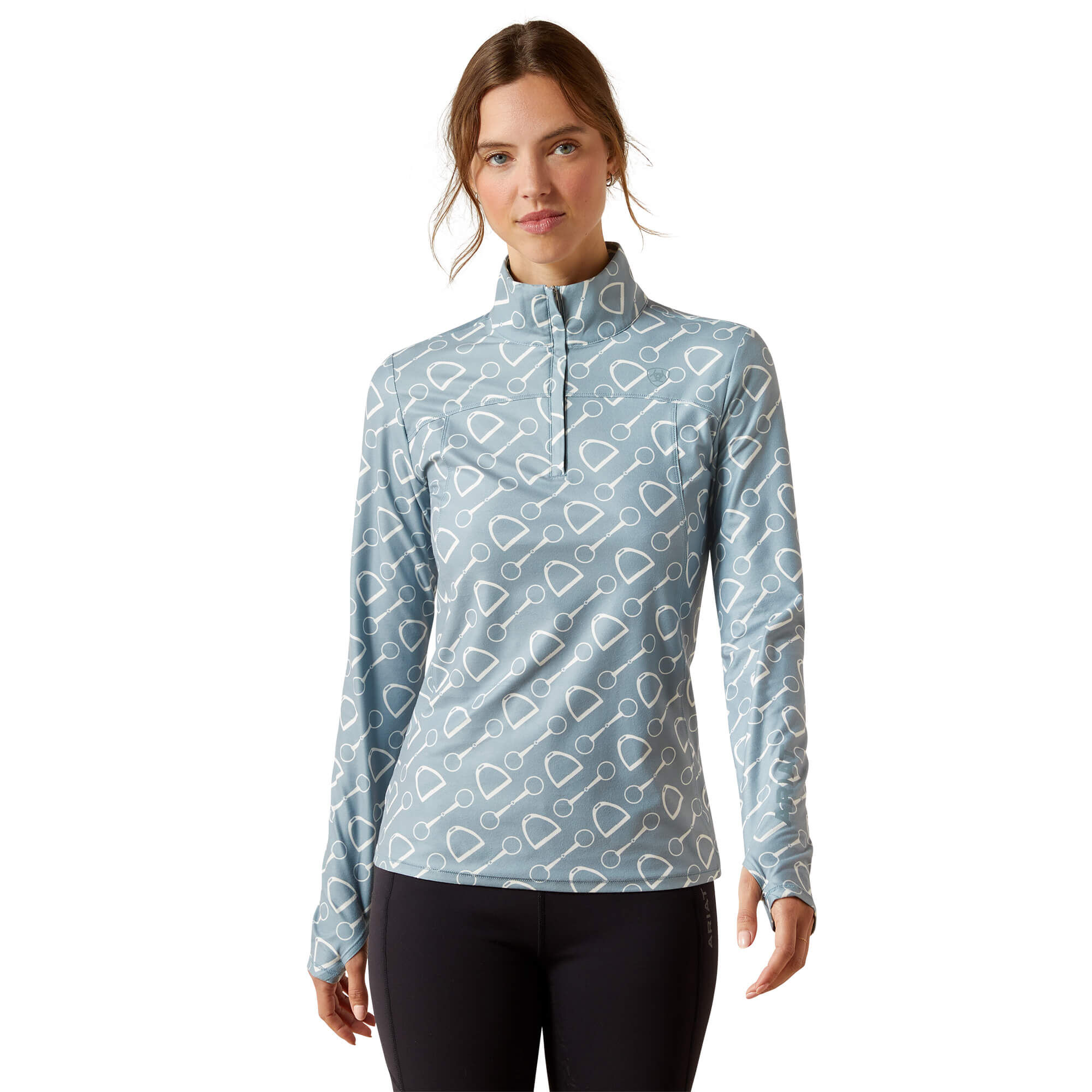 Women's Lowell 3.0 1/4 Zip Baselayer Top Long Sleeve in Hardware Print, Size X-Large, by Ariat