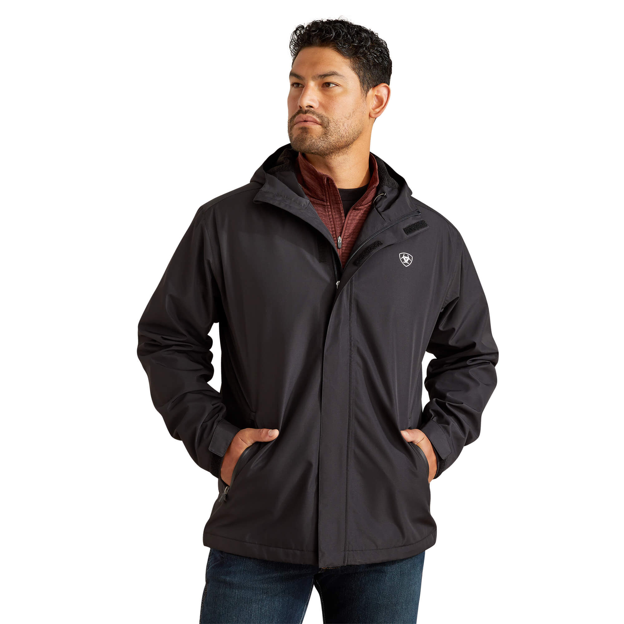 Men's Rebar Stormshell Lightweight Waterproof Jacket Long Sleeve in Black, Size Large, by Ariat