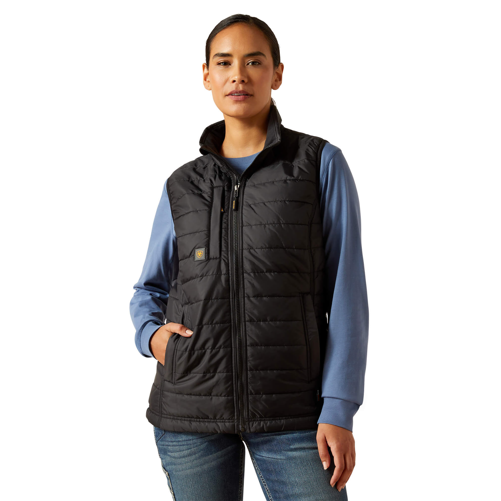 Women's Rebar Cordura Ripstop Lightweight Insulated Gilet in Black, Size Large, by Ariat