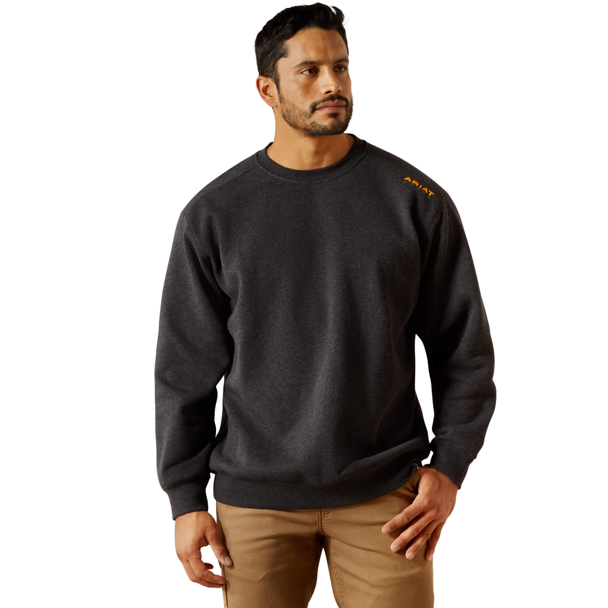 Men's Rebar Lightweight Sweatshirt Long Sleeve in Charcoal Heather, Size Large, by Ariat