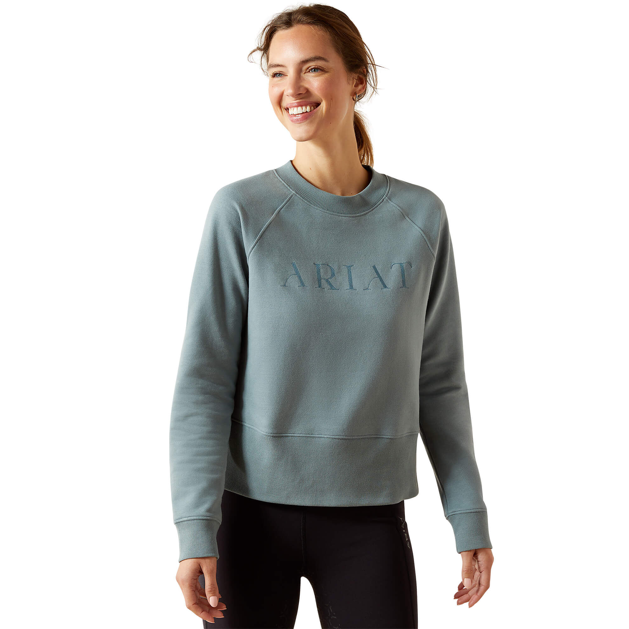 Women's Martine Sweatshirt Long Sleeve in Steel Sage, Size X-Small, by Ariat