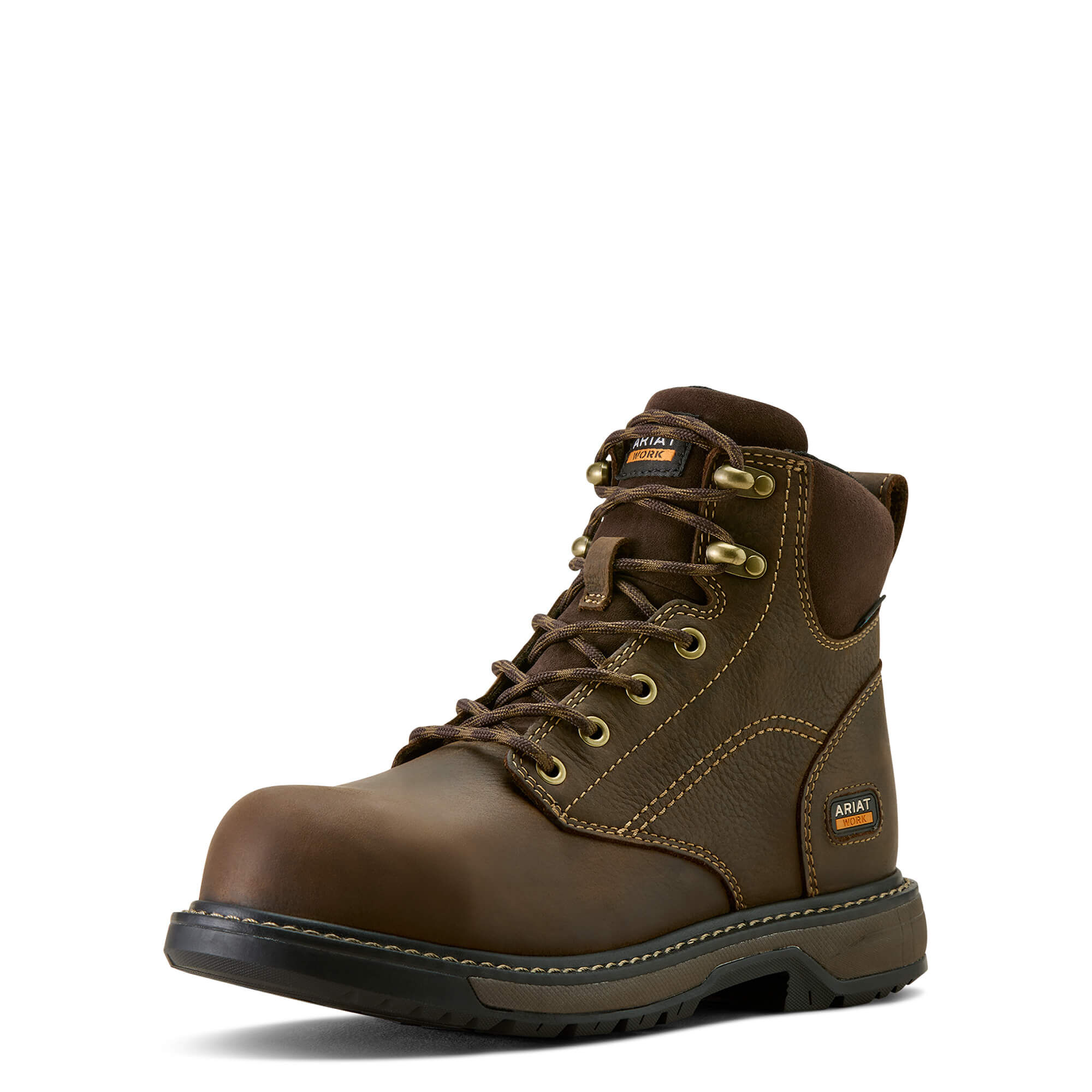 Women's Riveter 6" Waterproof Composite Toe Work Boots in Dark Brown, B Medium Width, Size 7.5, by Ariat