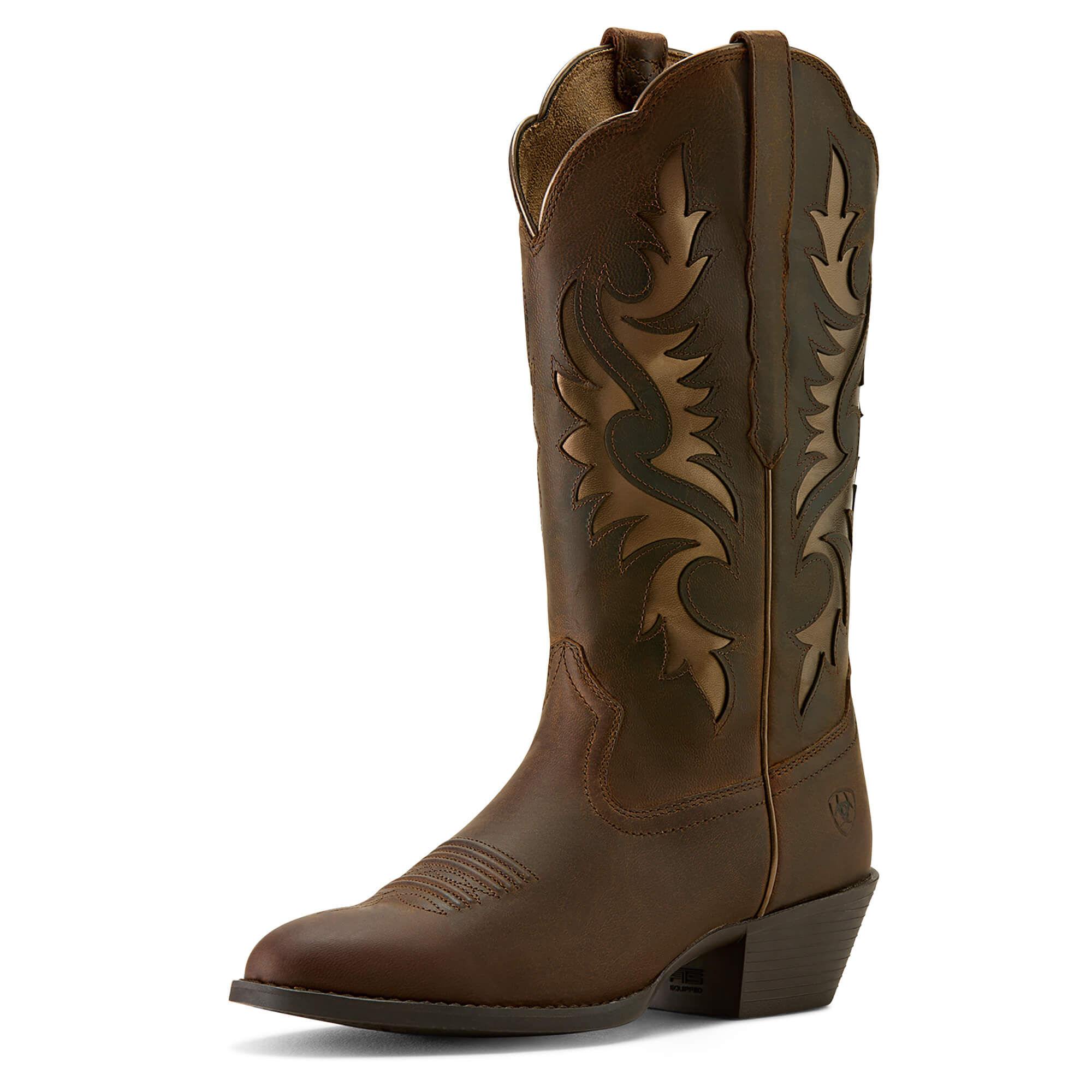 Women's Heritage Retro R Toe Western Boots In Sassy Brown Bronze, B Medium Width, Size 4, By Ariat