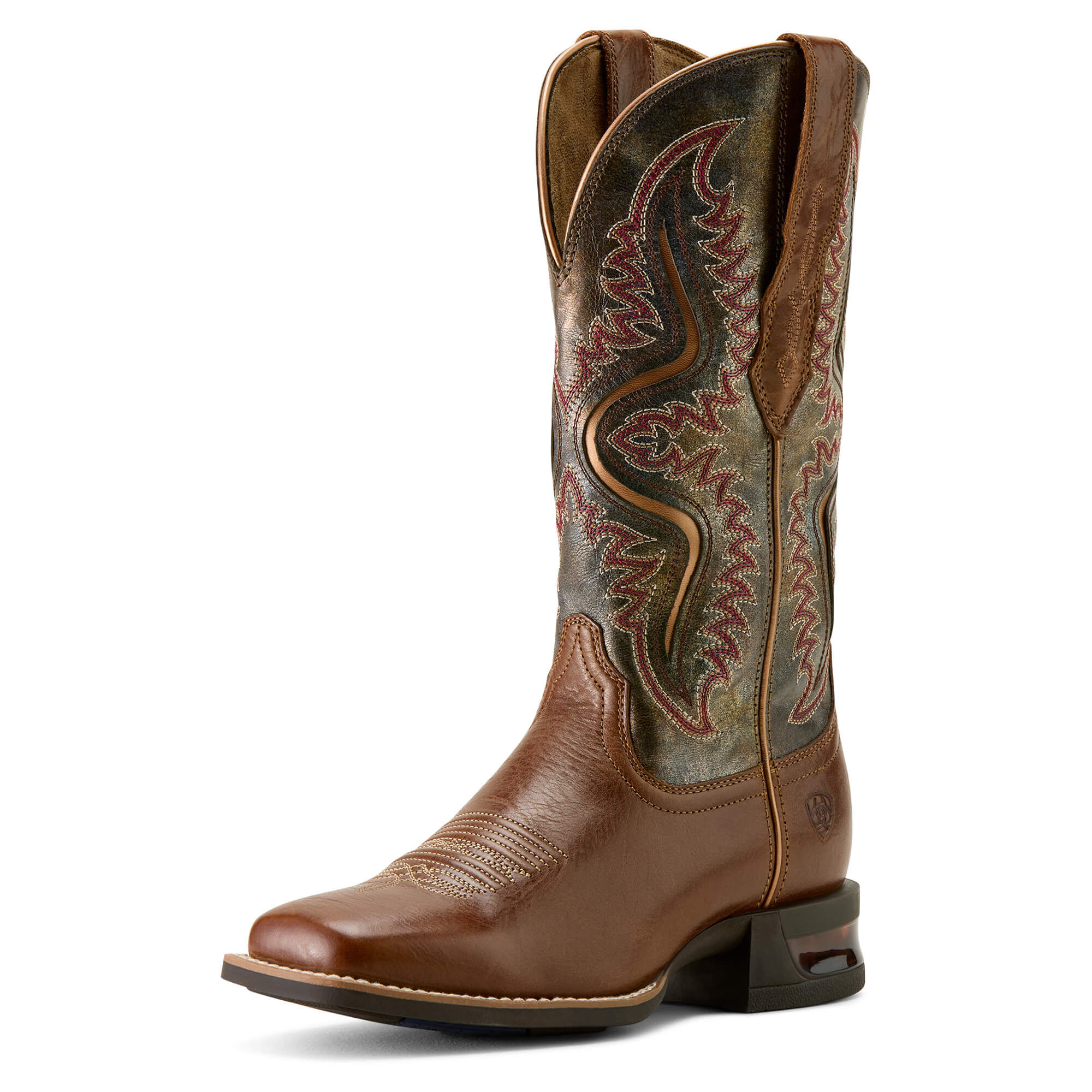 Women's Captivate Wide Square Toe Western Boots in Dark Tan Titanium, B Medium Width, Size 4.5, by Ariat
