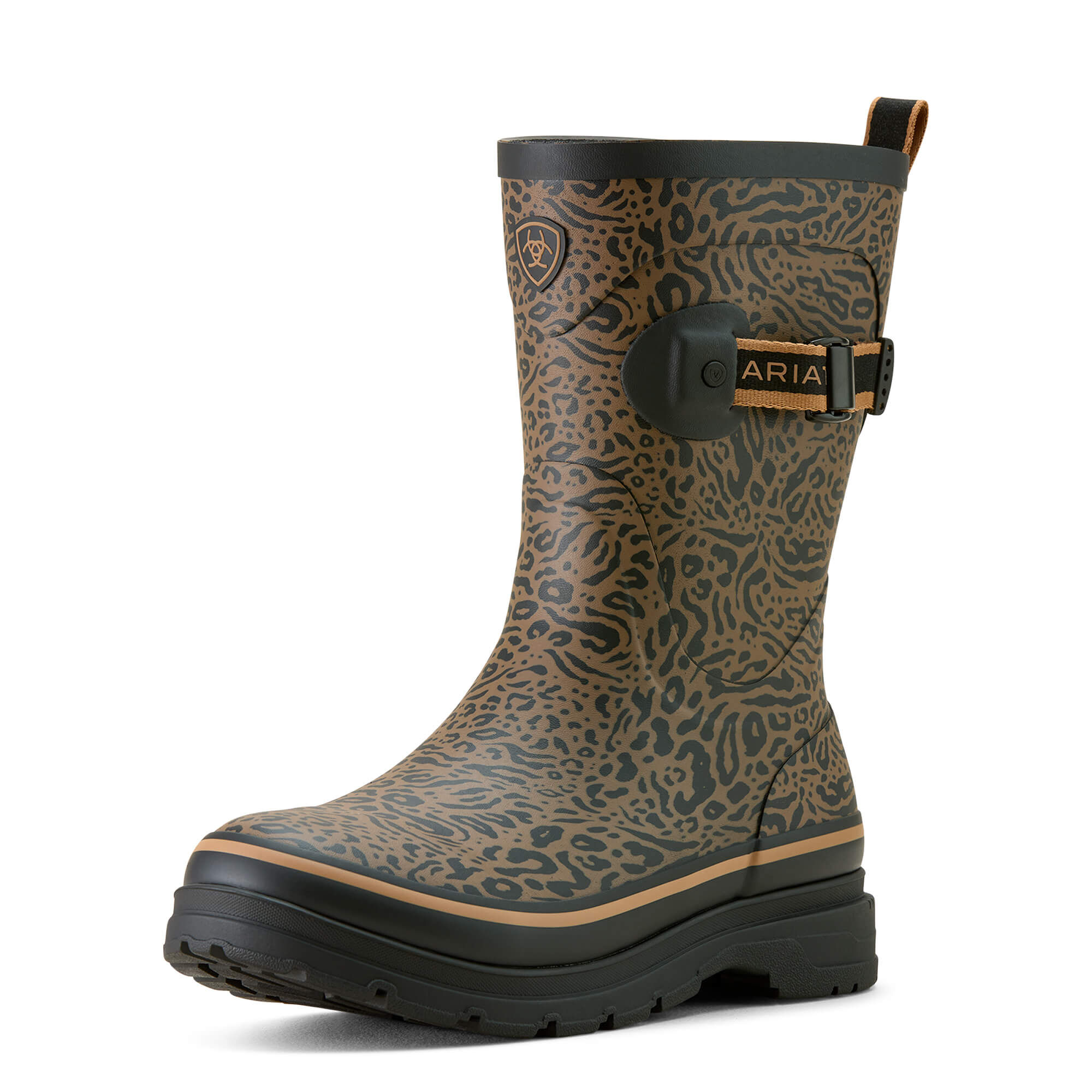 Women's Kelmarsh Mid Rubber Boots In Ocelot Print, B Medium Width, Size 5, By Ariat