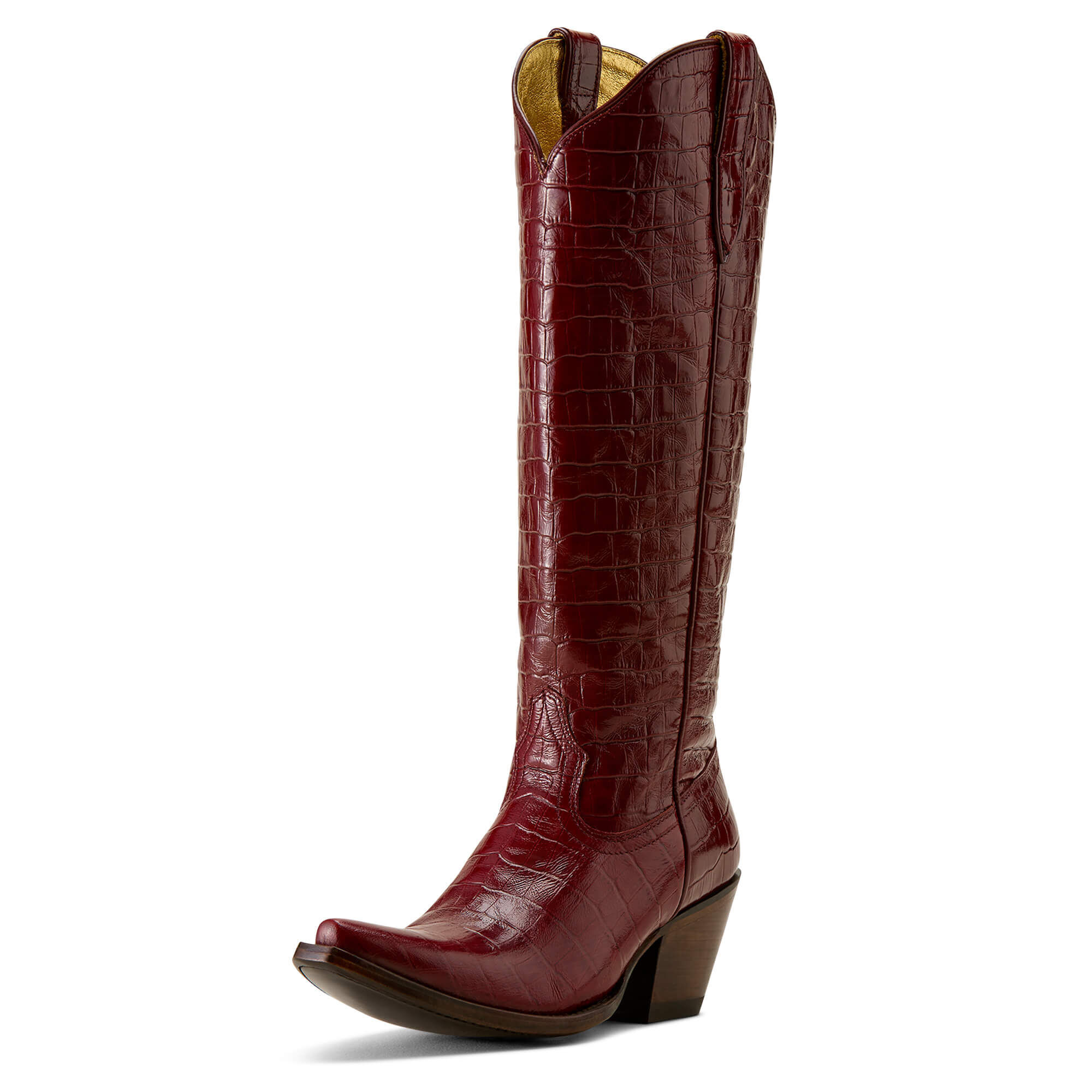 Women's Casanova X Toe Western Boots in Luxe Dubonnet Croc Print Leather, B Medium Width, Size 6.5, by Ariat