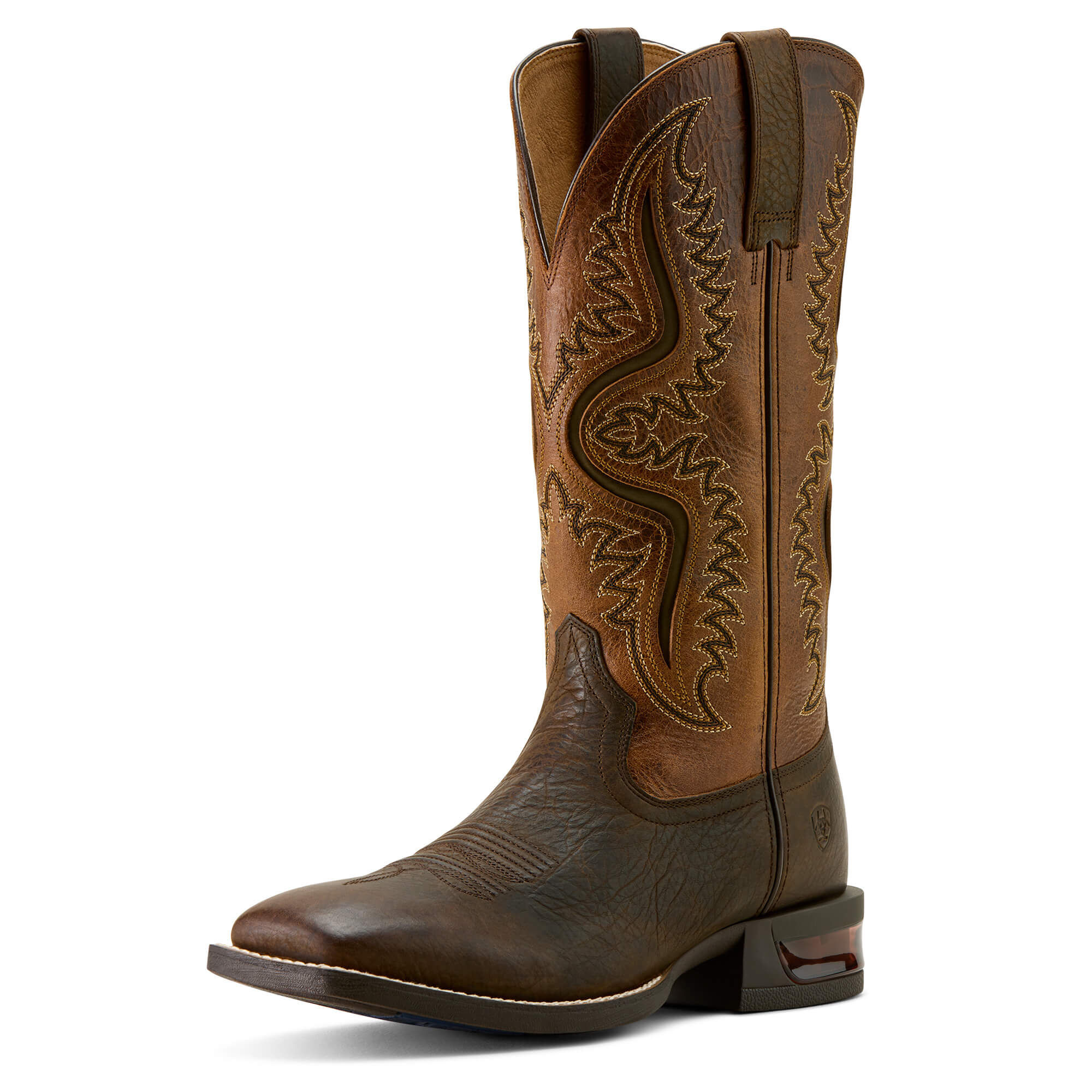 Men's Captivate Wide Square Toe Western Boots in Dark Brown Peanut Butter, D Medium Width, Size 11, by Ariat