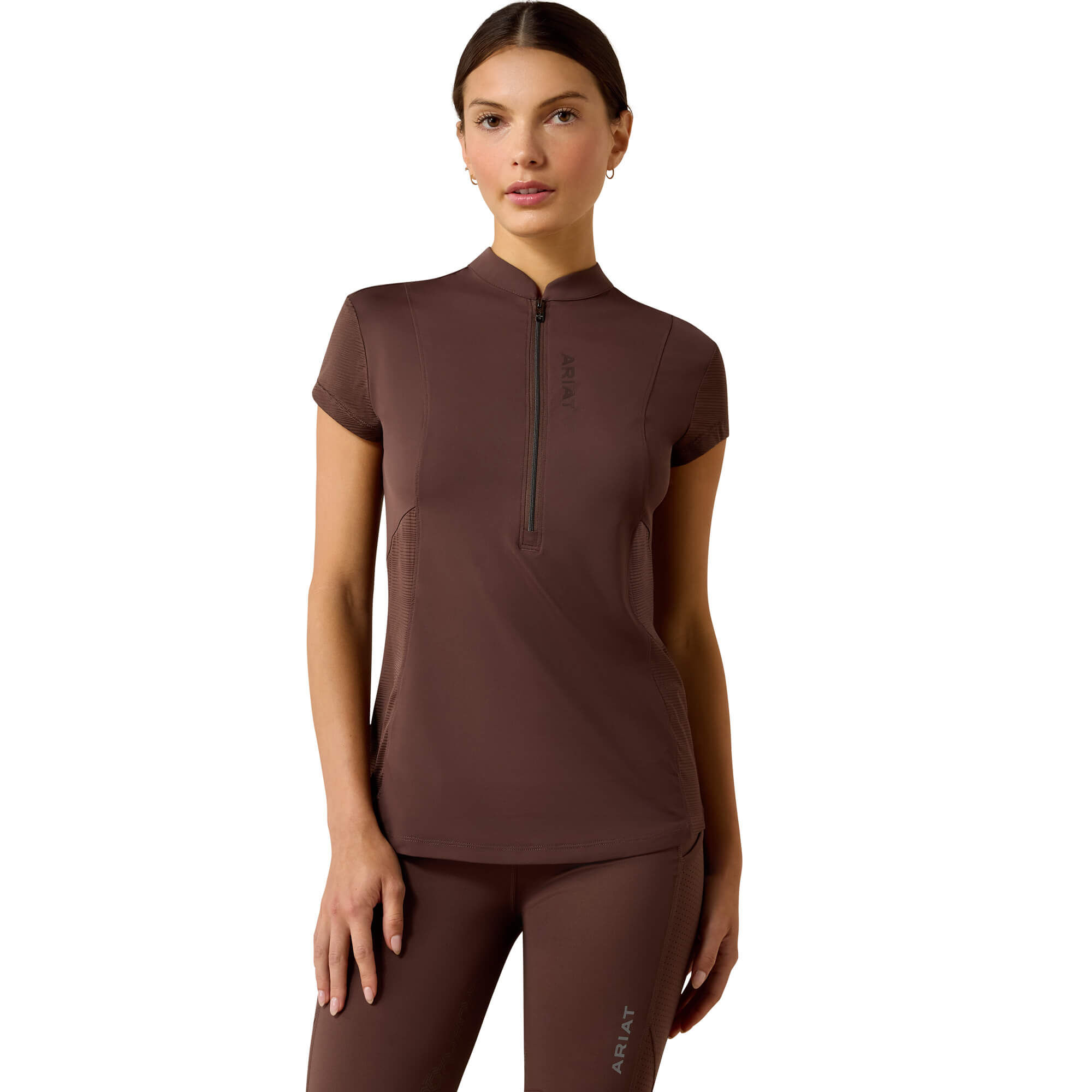 Women's Breathe 1/2 Zip Baselayer Top in Pommel Brown, Size X-Large, by Ariat