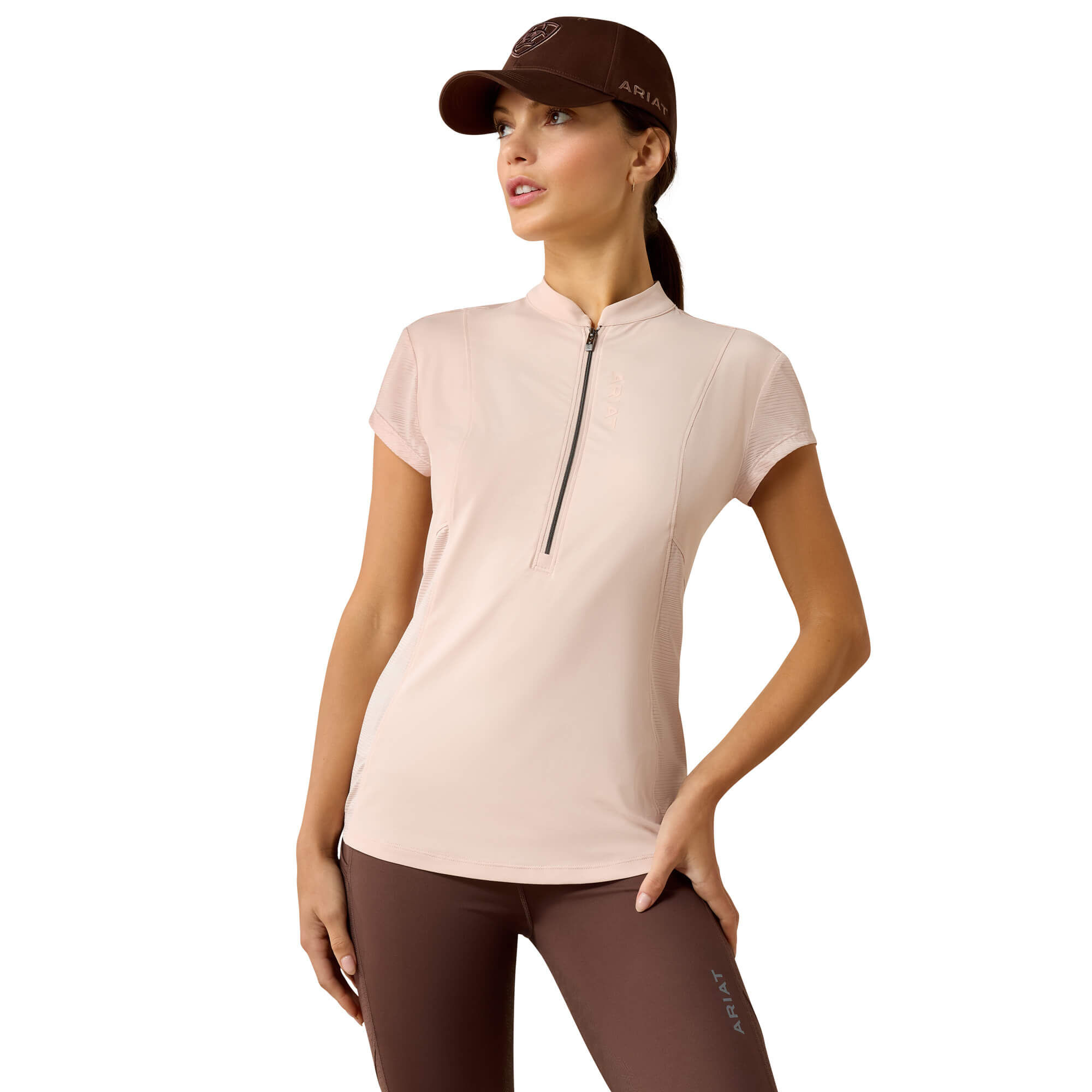 Women's Breathe 1/2 Zip Baselayer Top in Sepia Rose, Size X-Small, by Ariat