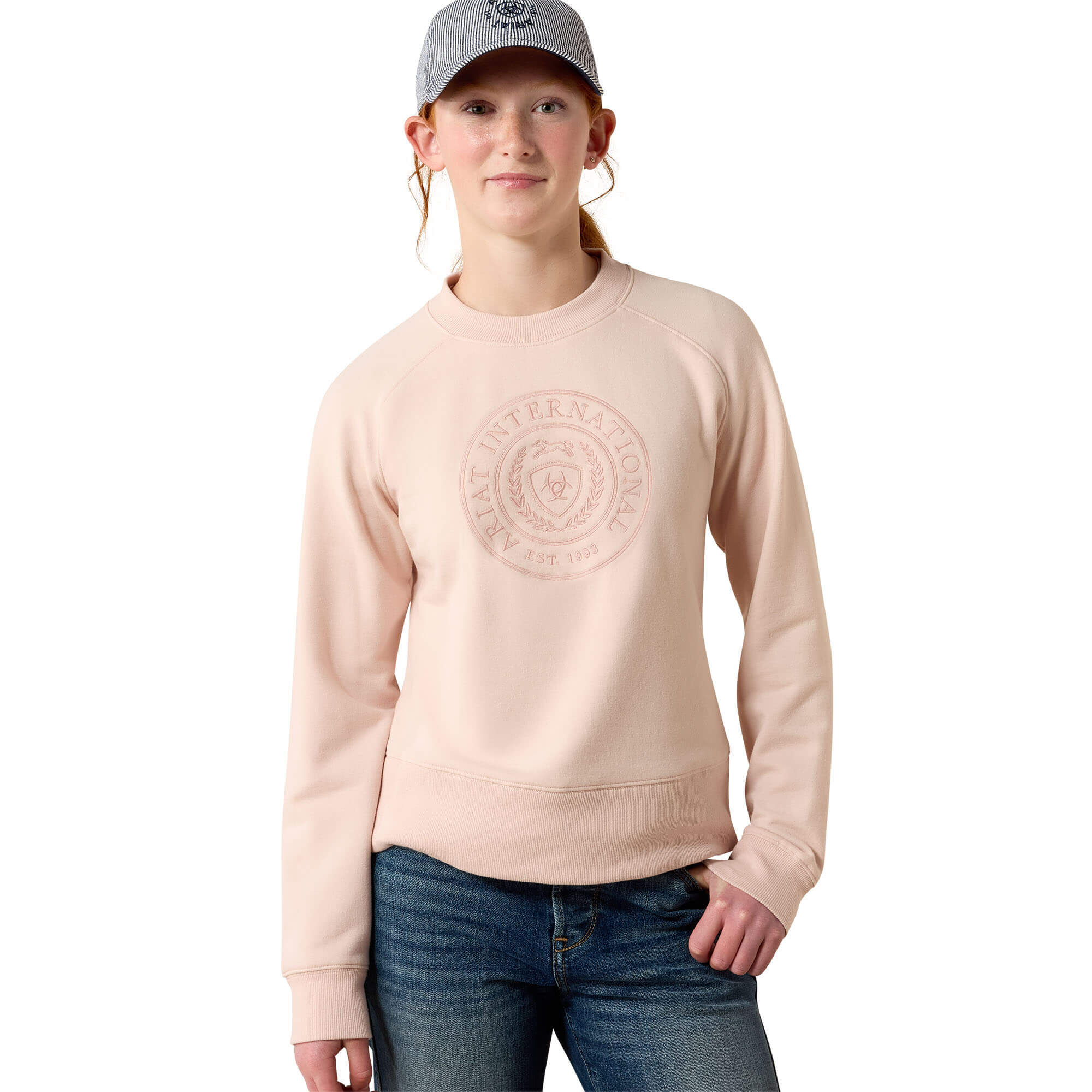 Kid's Martine Sweatshirt Long Sleeve in Sepia Rose, Size X-Large, by Ariat