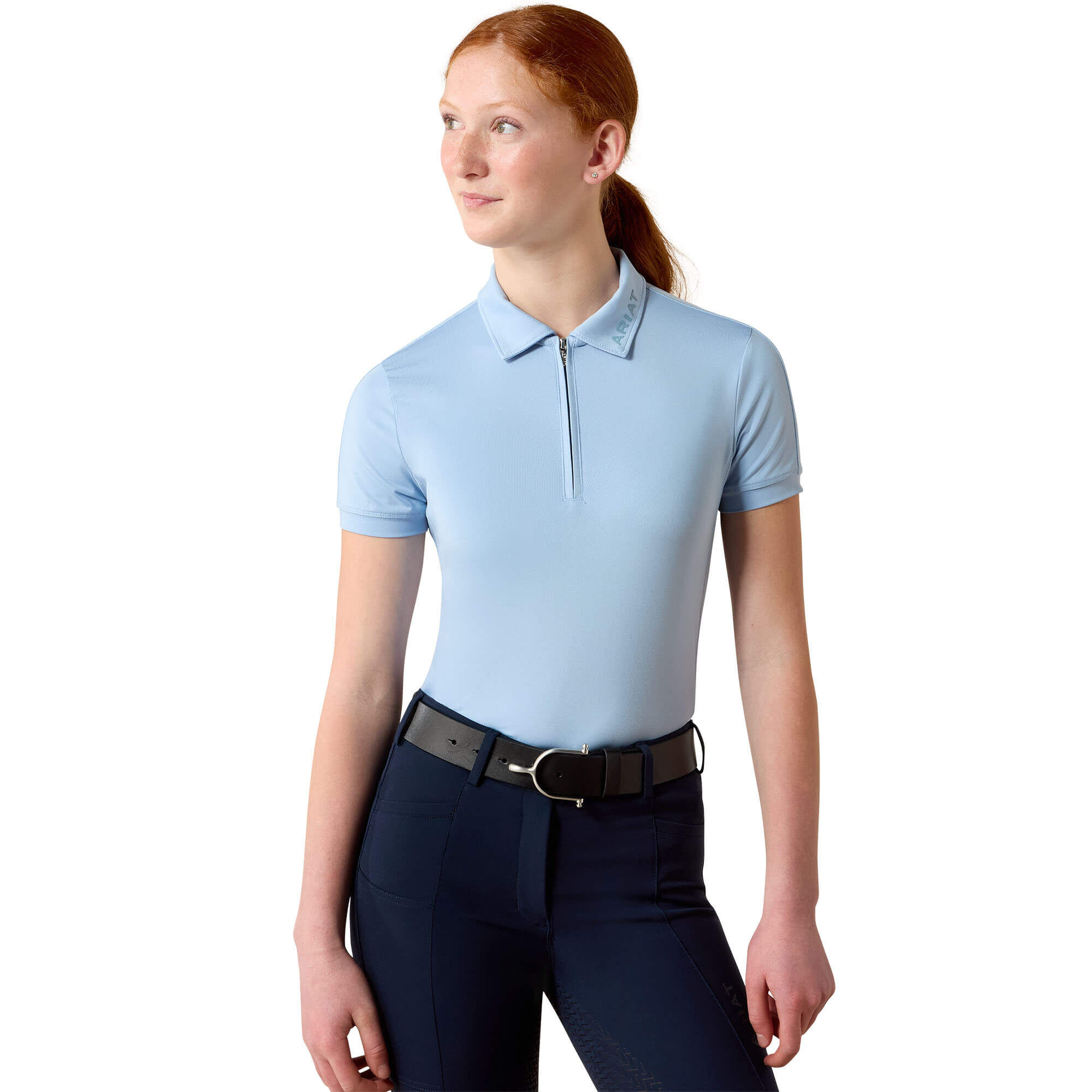 Kid's Bandera 1/4 Zip Polo Shirt in St. Tropez, Size Medium, by Ariat