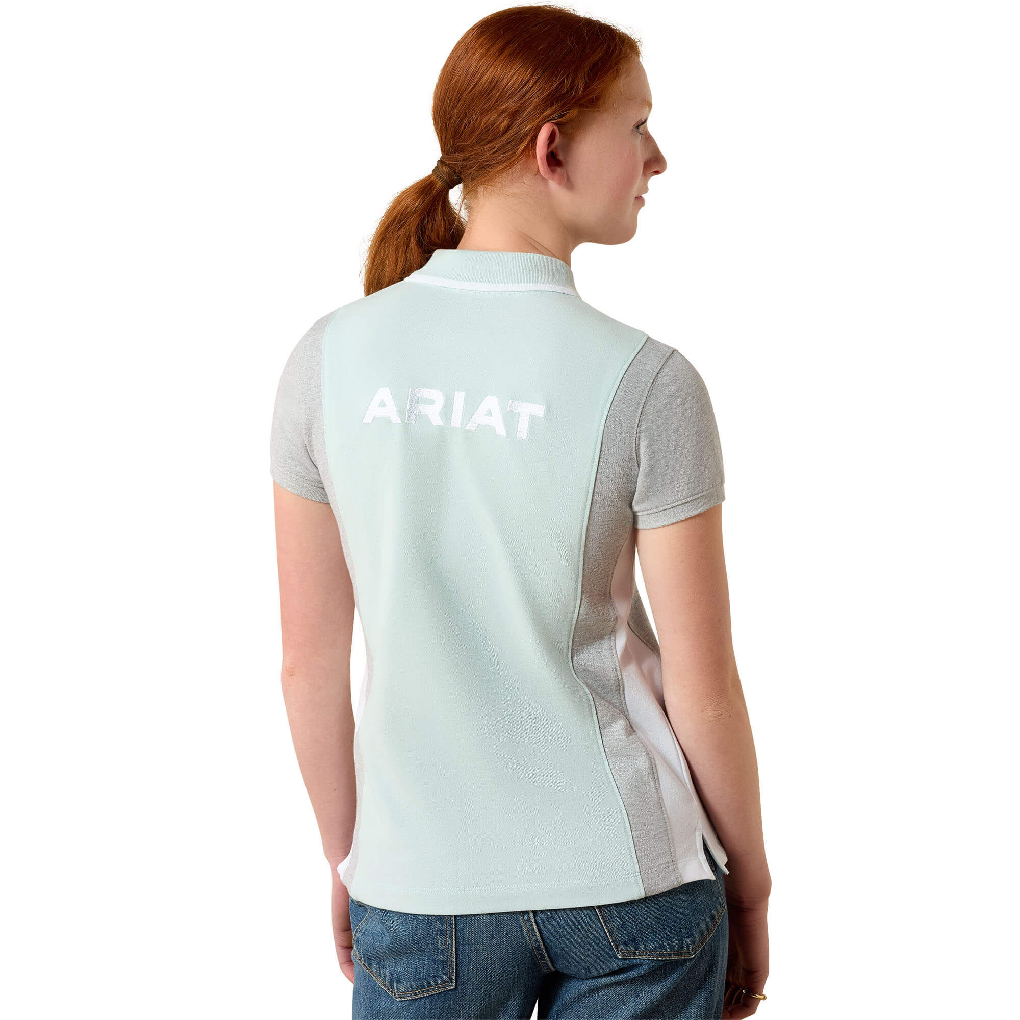 Kid's Taryn Polo Shirt in Starlight Blue Heather Grey, Size Medium, by Ariat