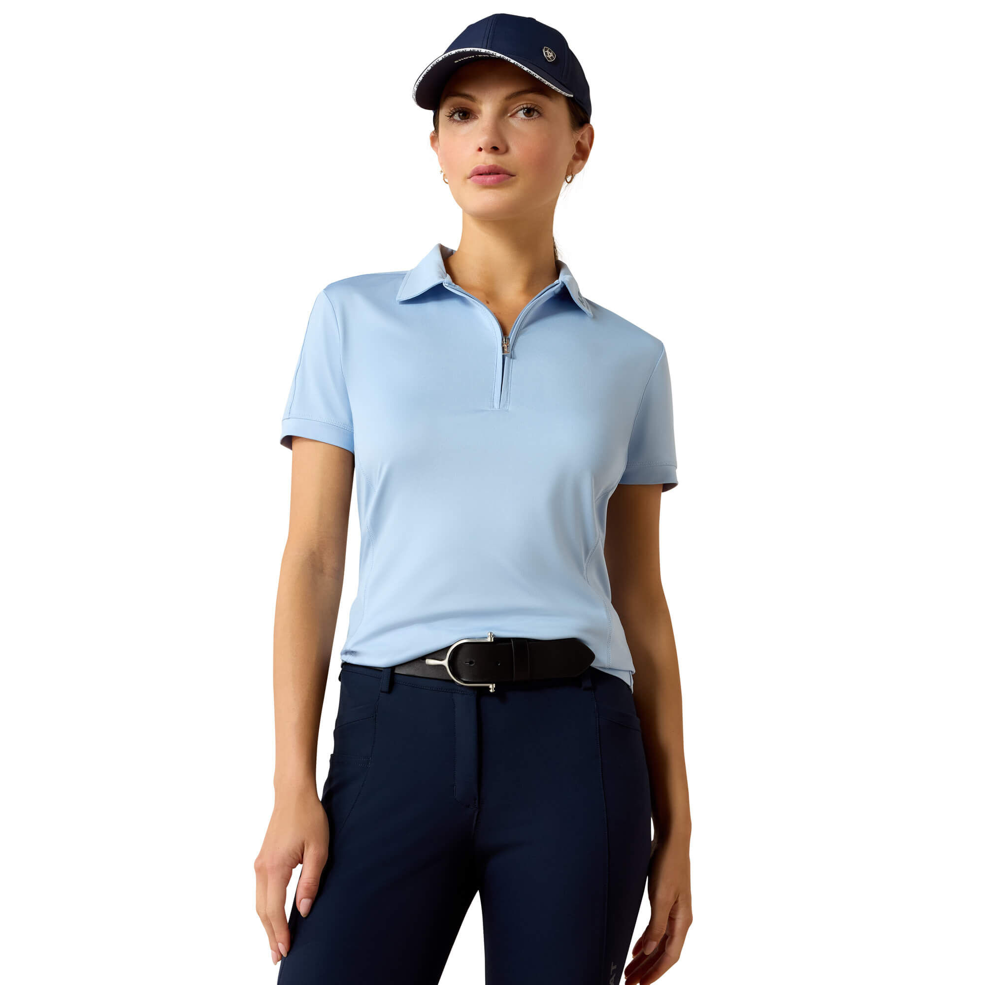 Women's Bandera 1/4 Zip Polo Shirt Shirt in St. Tropez, Size Large, by Ariat