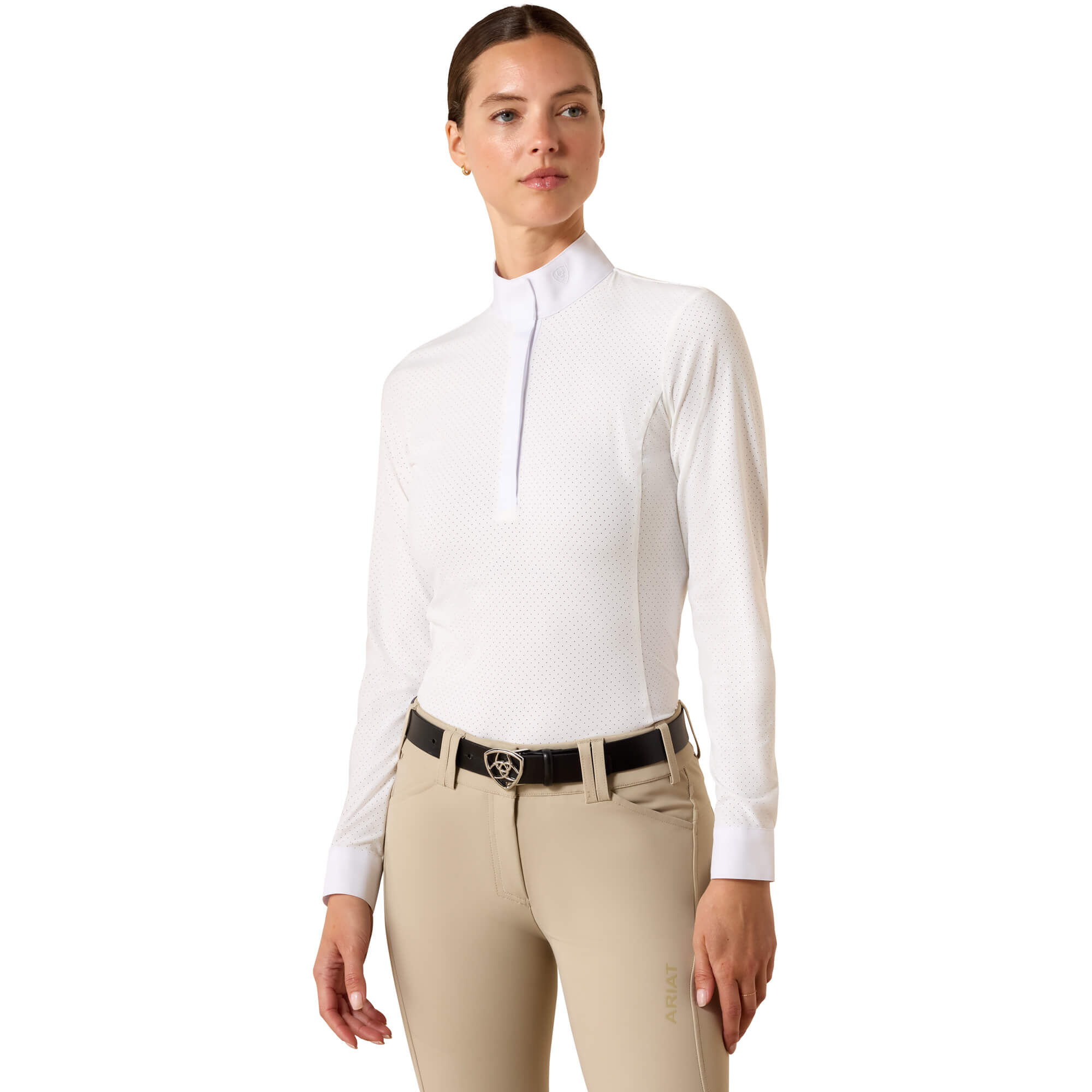 Women's Breathe Show Shirt Long Sleeve in White, Size X-Large, by Ariat