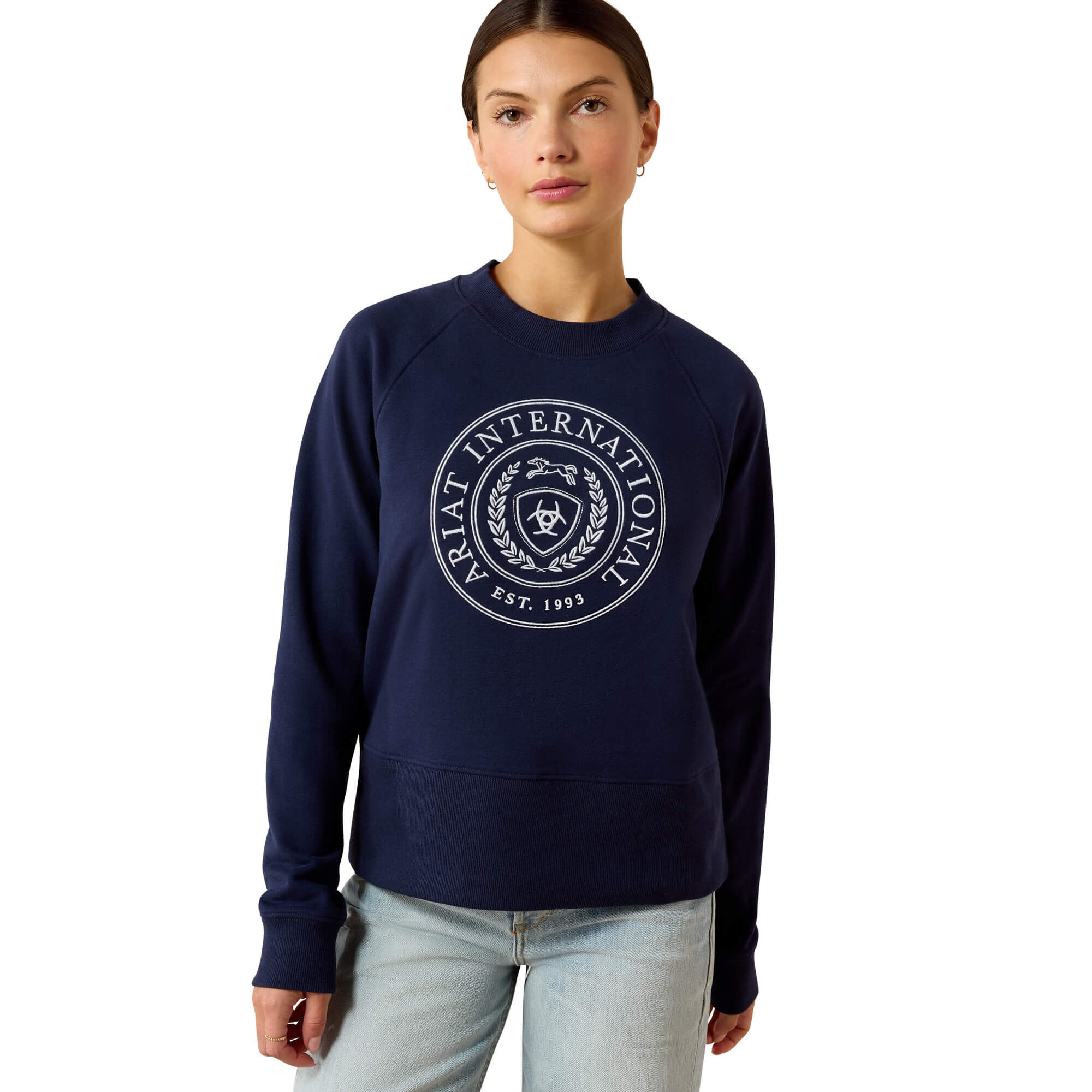 Women's Martine Sweatshirt Long Sleeve in Navyt, Size Large, by Ariat