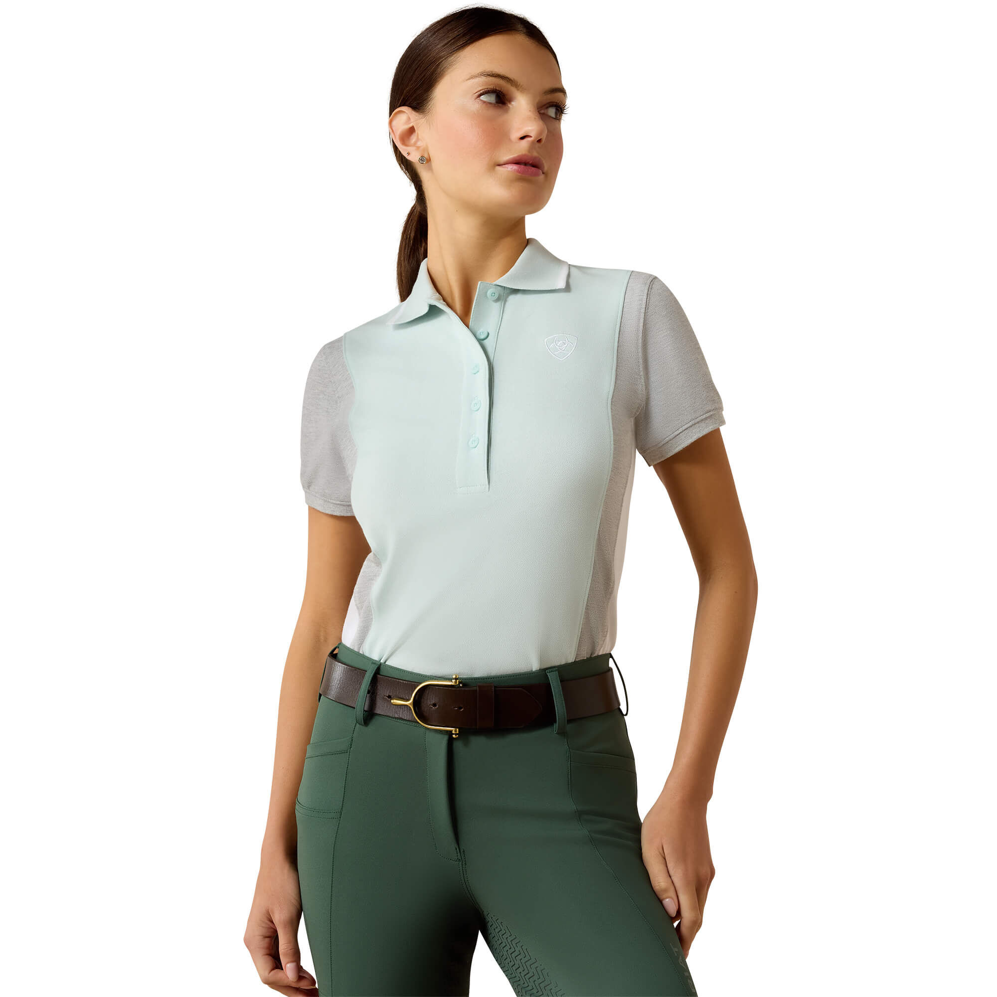 Women's Taryn Polo Shirt Shirt in Starlight Heather Grey, Size Medium, by Ariat