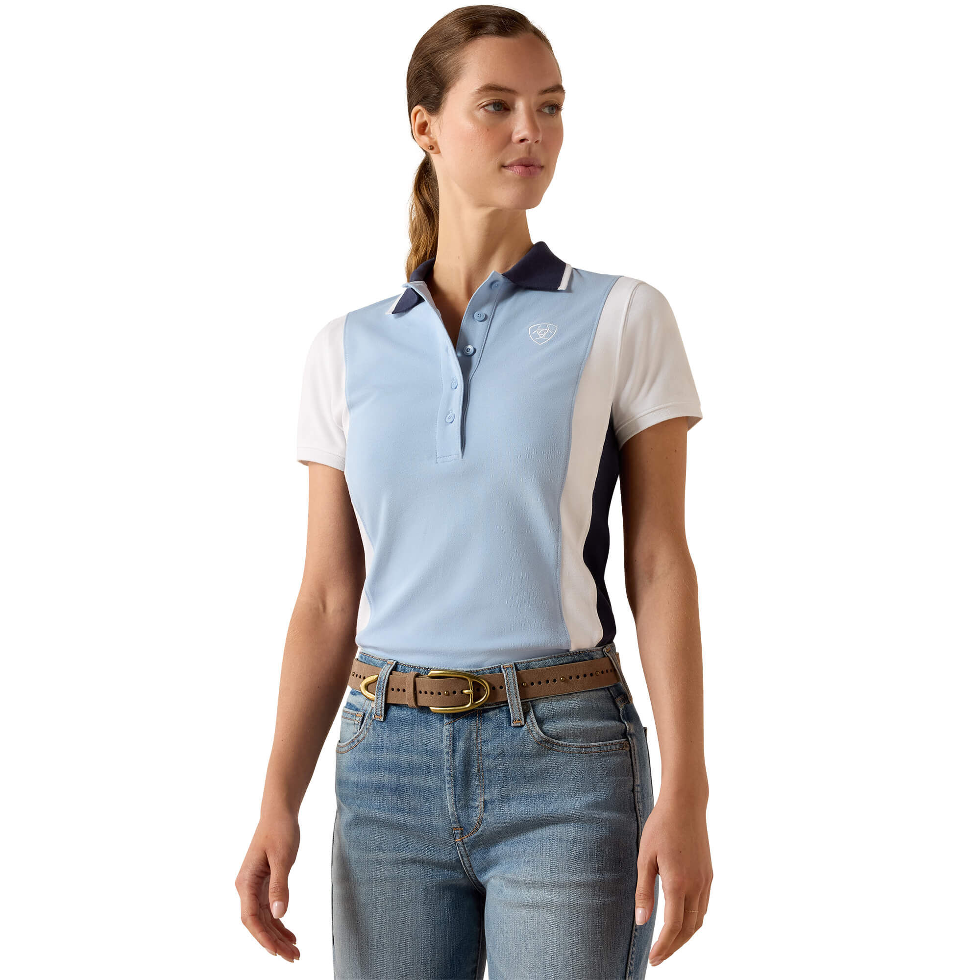Women's Taryn Polo Shirt Shirt in St. Tropez White, Size Medium, by Ariat