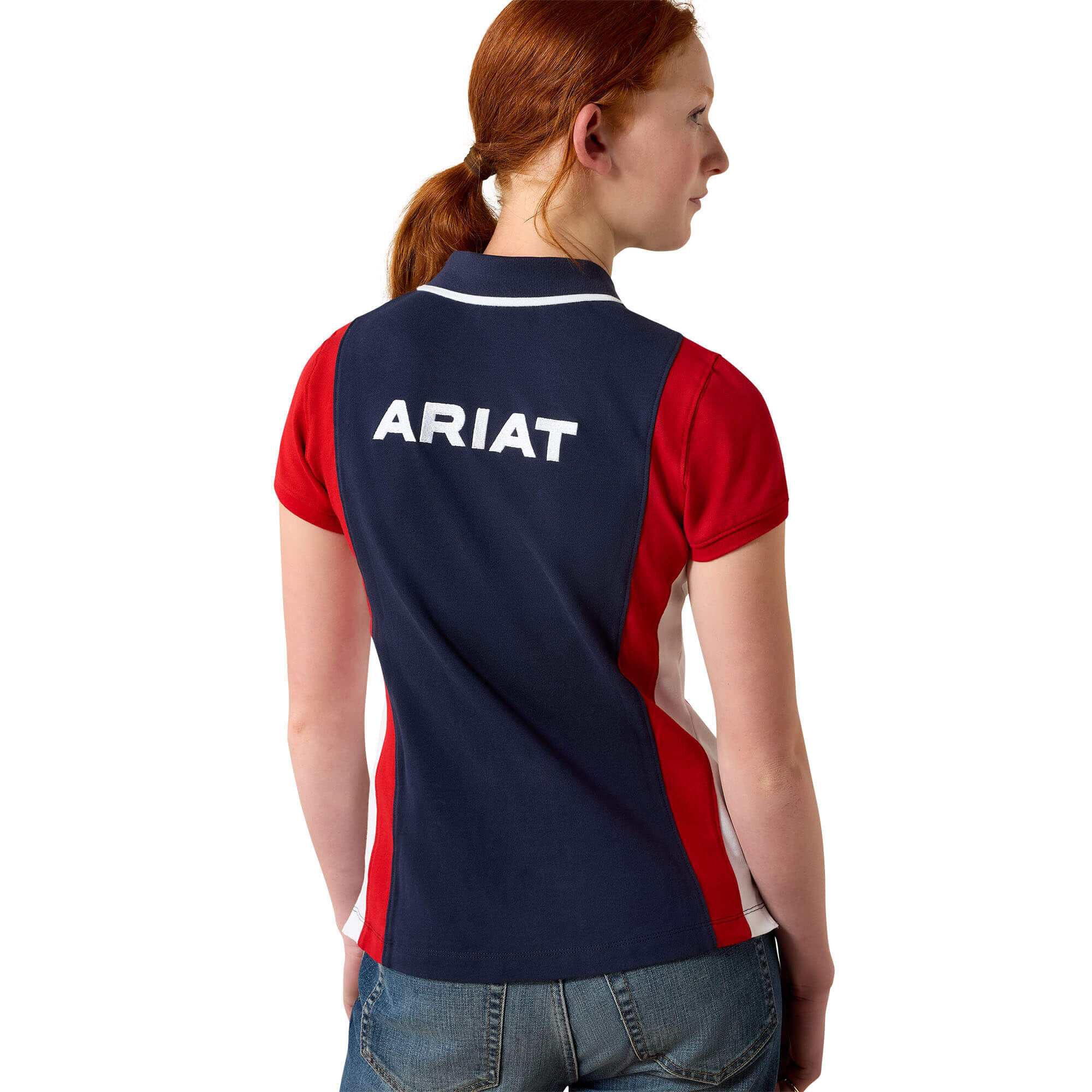 Kid's Taryn Polo Shirt in Navyt Red, Size Large, by Ariat