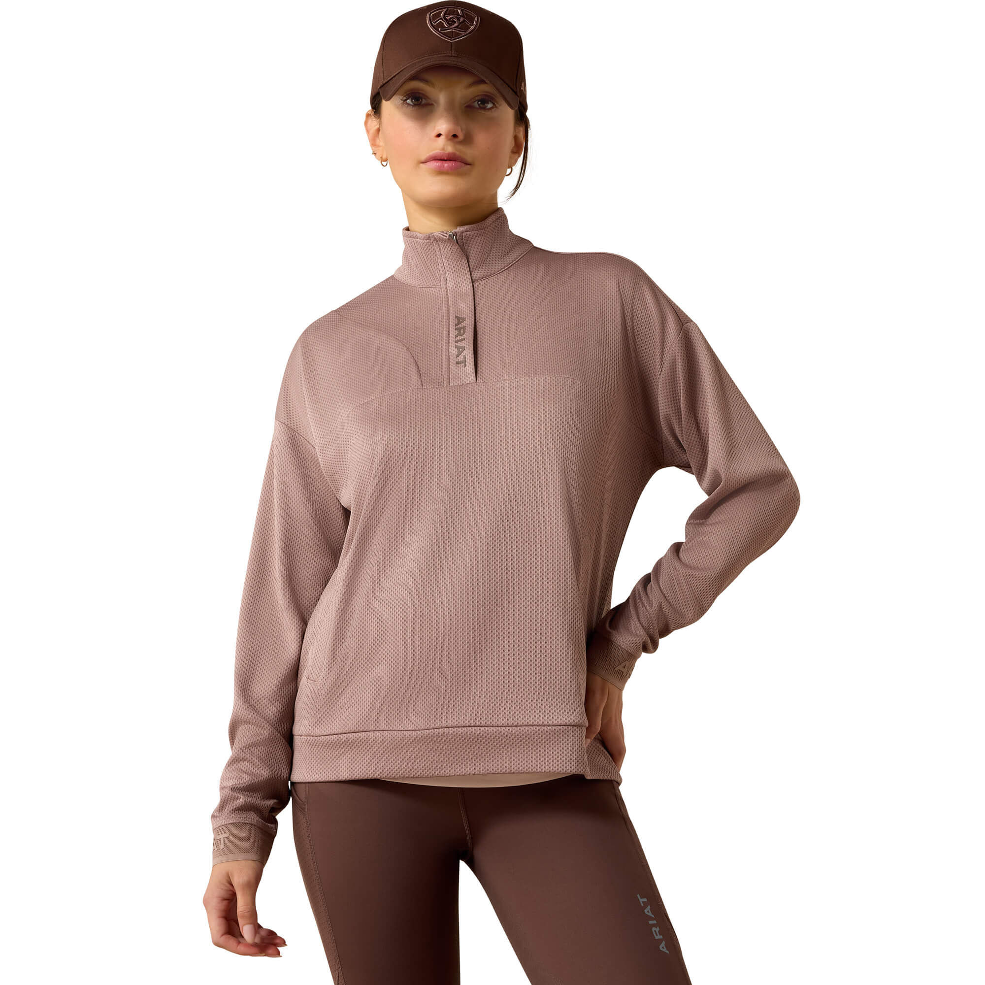 Women's Breathe 1/2 Zip Sweatshirt Long Sleeve in Antler, Size X-Small, by Ariat