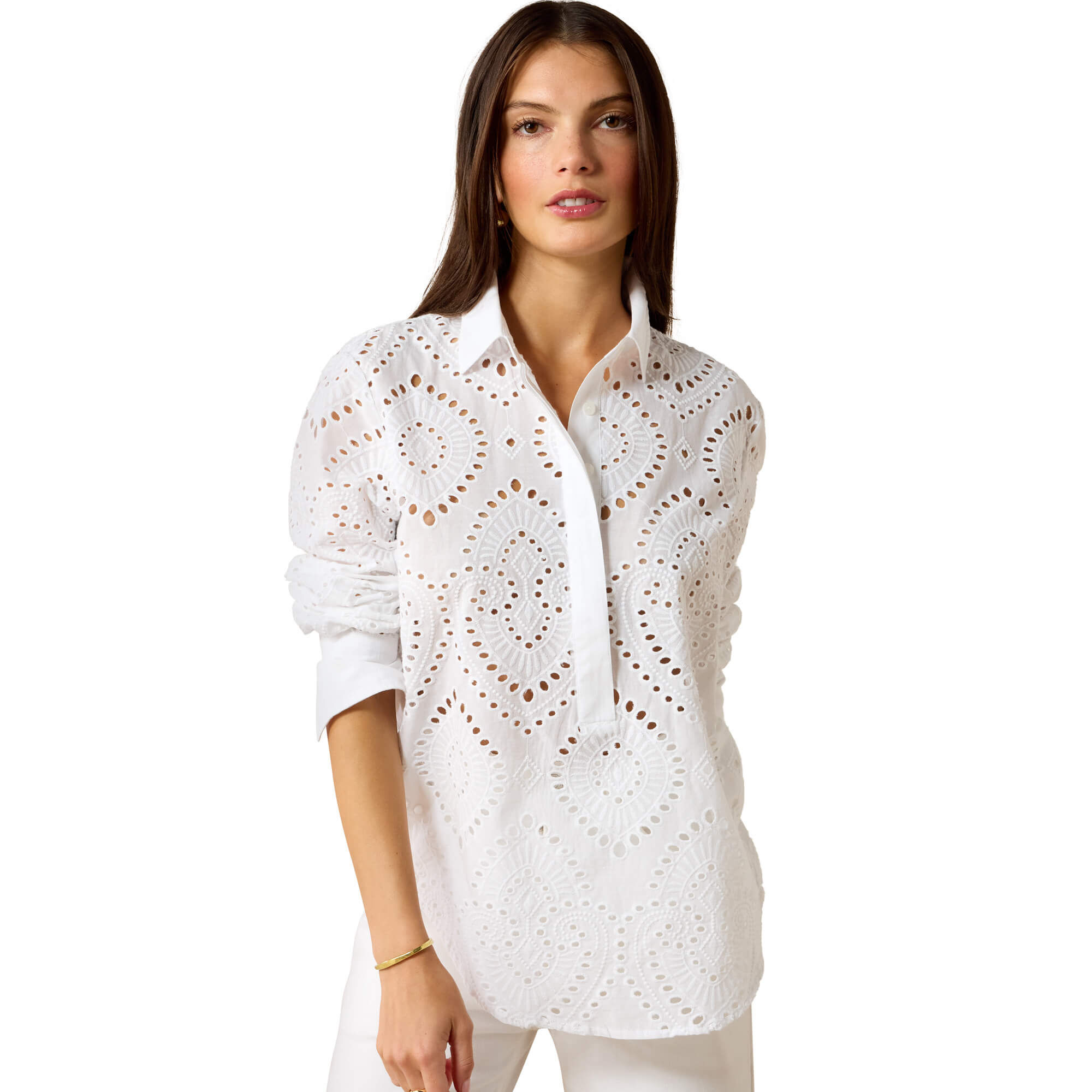 Women's Millington Blouse Long Sleeve in White, Size Large, by Ariat