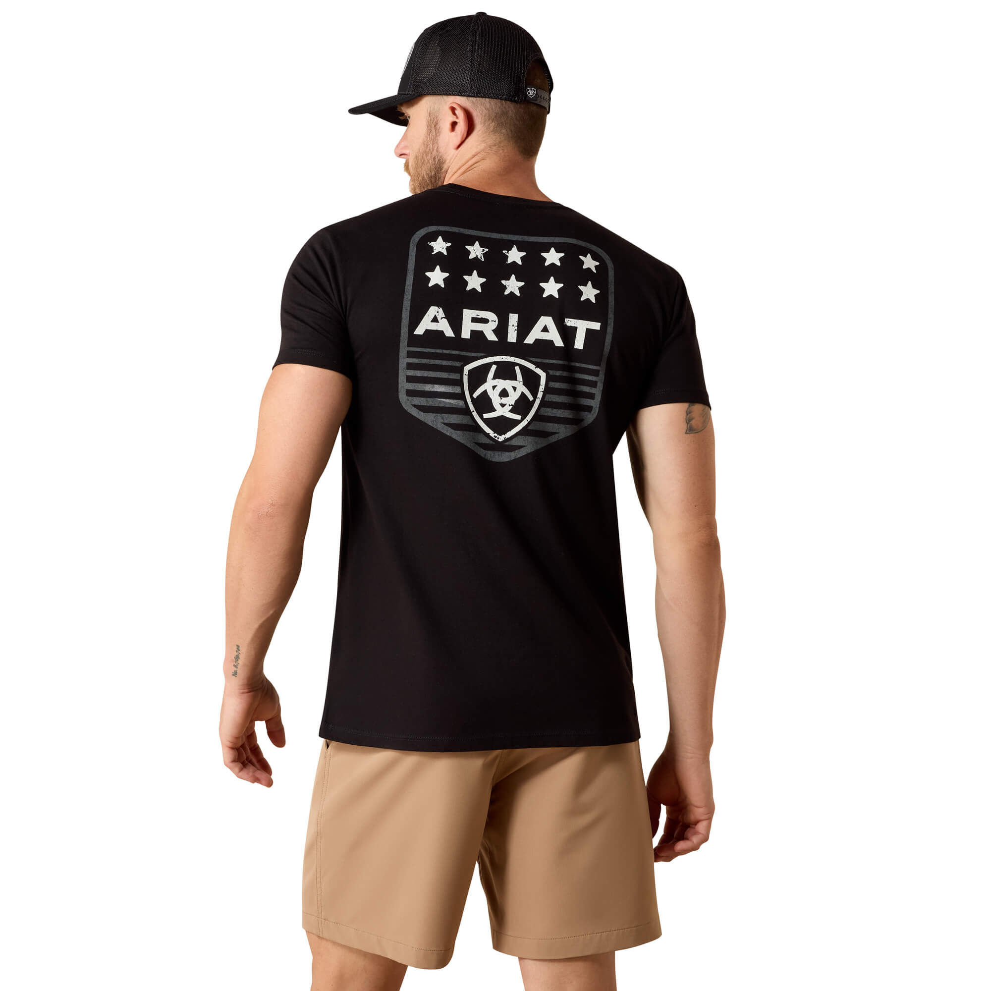 Men's Ariat Stripe Patriotic Badge T-Shirt in Black, Size Medium