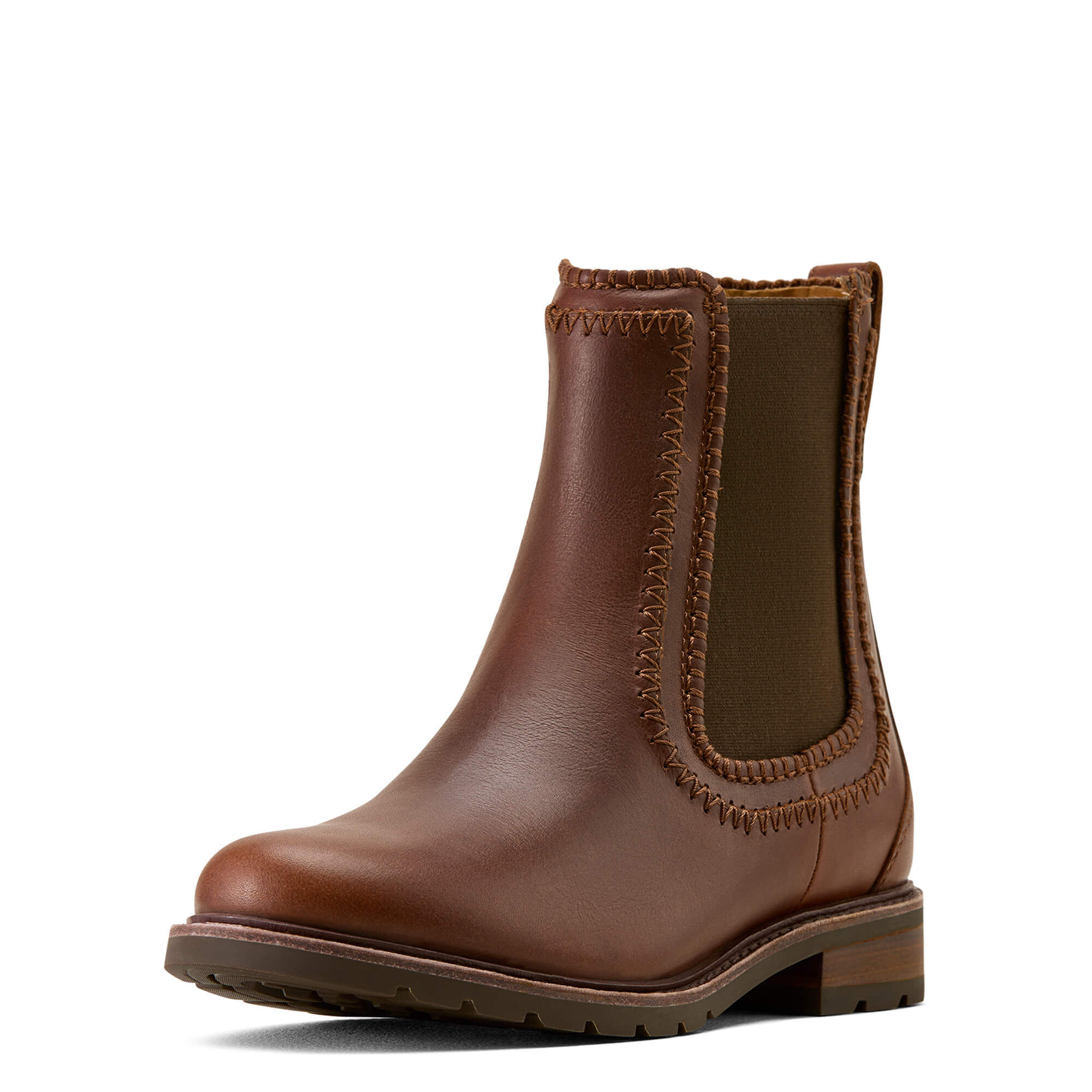 Women's Wexford Whipstitch Chelsea Boots in Deep Cognac, B Medium Width, Size 7.5, by Ariat