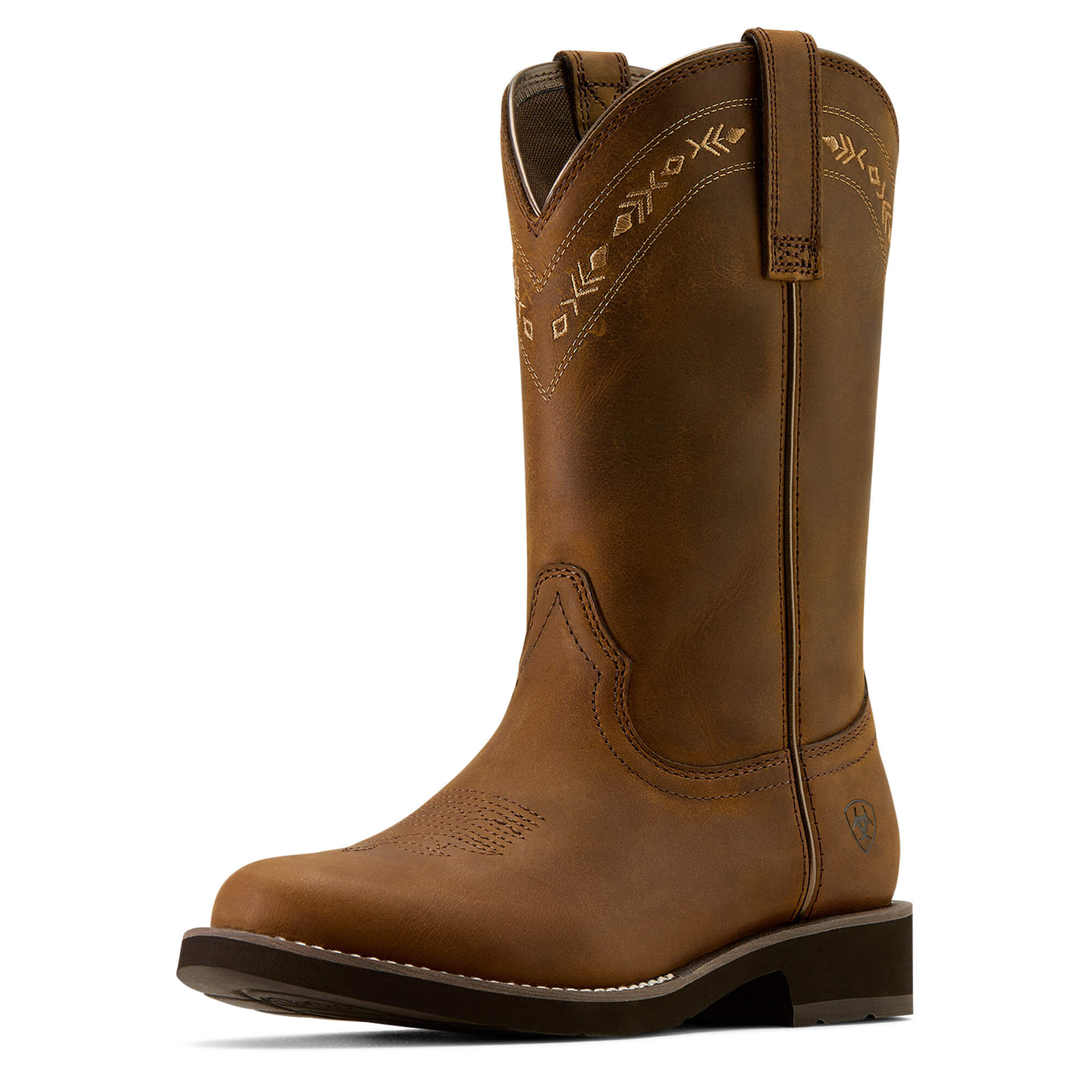 Women's Kearney Round Toe Western Boots in Distressed Brown, B Medium Width, Size 7, by Ariat