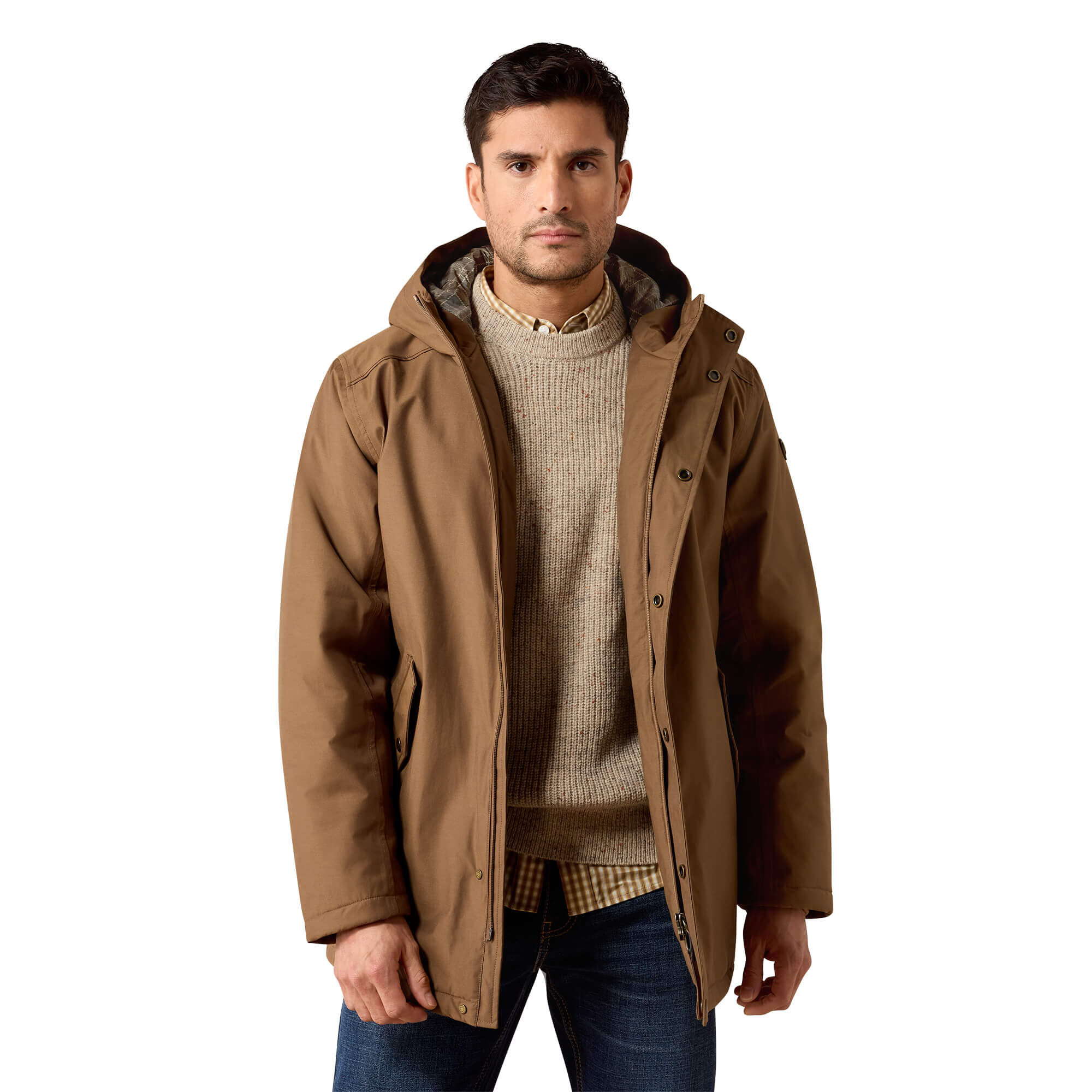 Men's Barrowmere Waterproof Insulated Parka Jacket Long Sleeve in Malt, Size X-Large, by Ariat