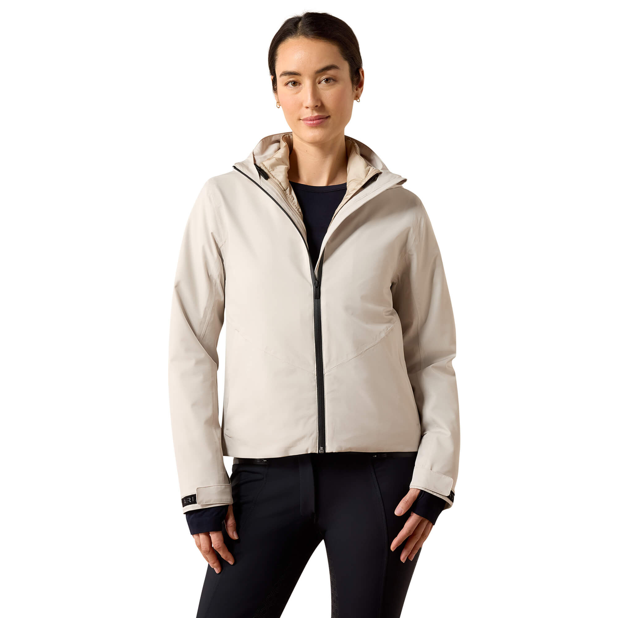 Women's Troika Waterproof Jacket Long Sleeve in Chateau Grey, Size Medium, by Ariat