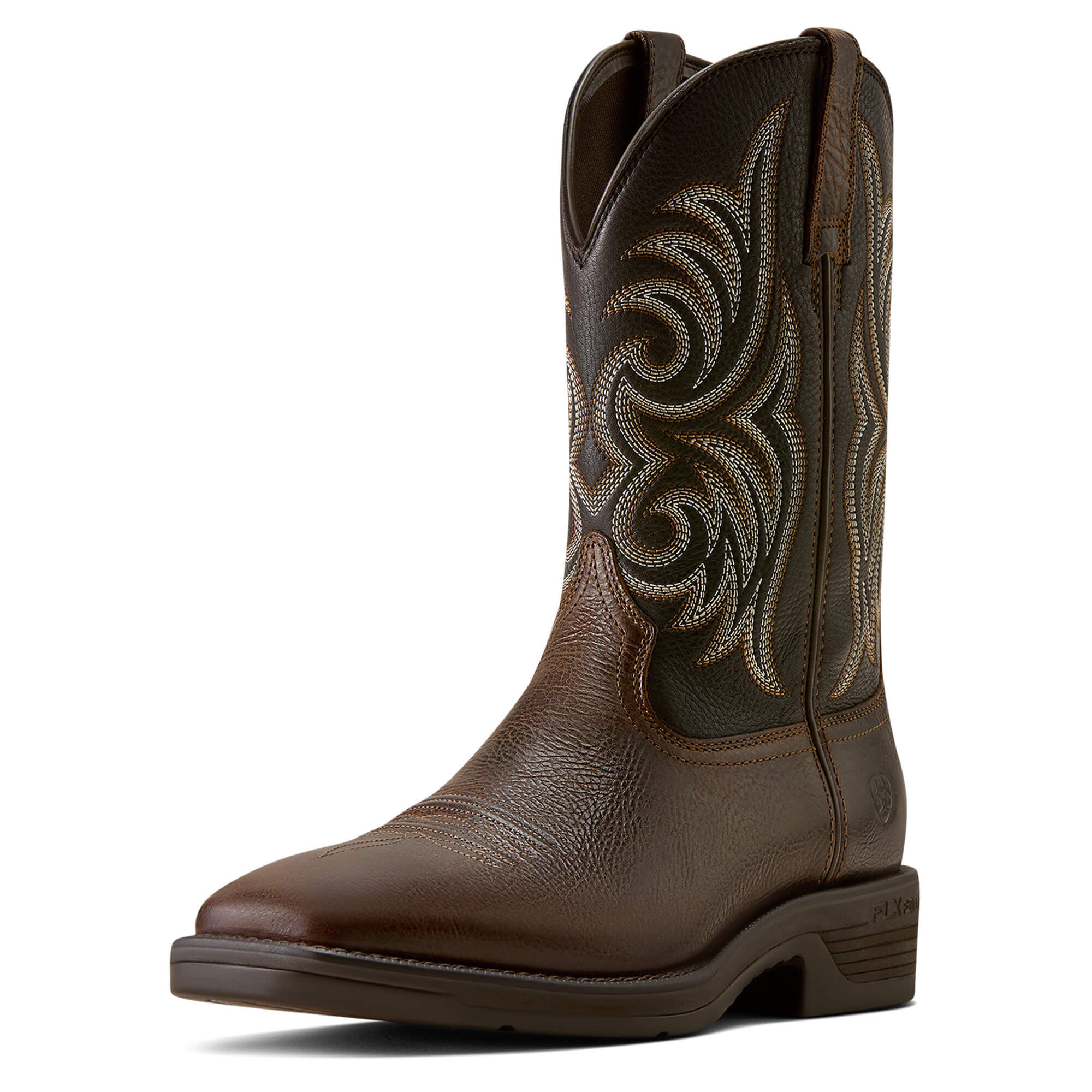 Men's Ranger Wide Square Toe Western Boots in Wicker Chocolate Smoke, D Medium Width, Size 12, by Ariat