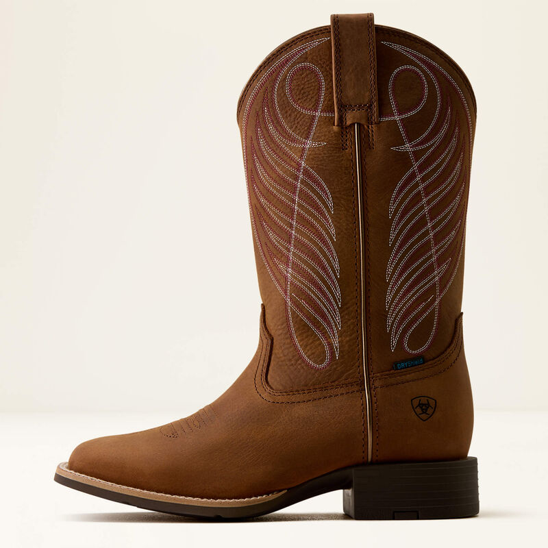 Round Up Waterproof Wide Square Toe Western Boot Side