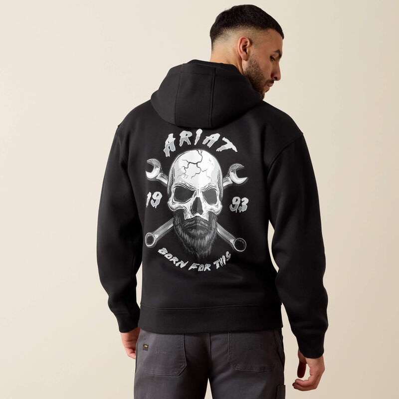 Rebar Workman Bearded Skull Hoodie Front