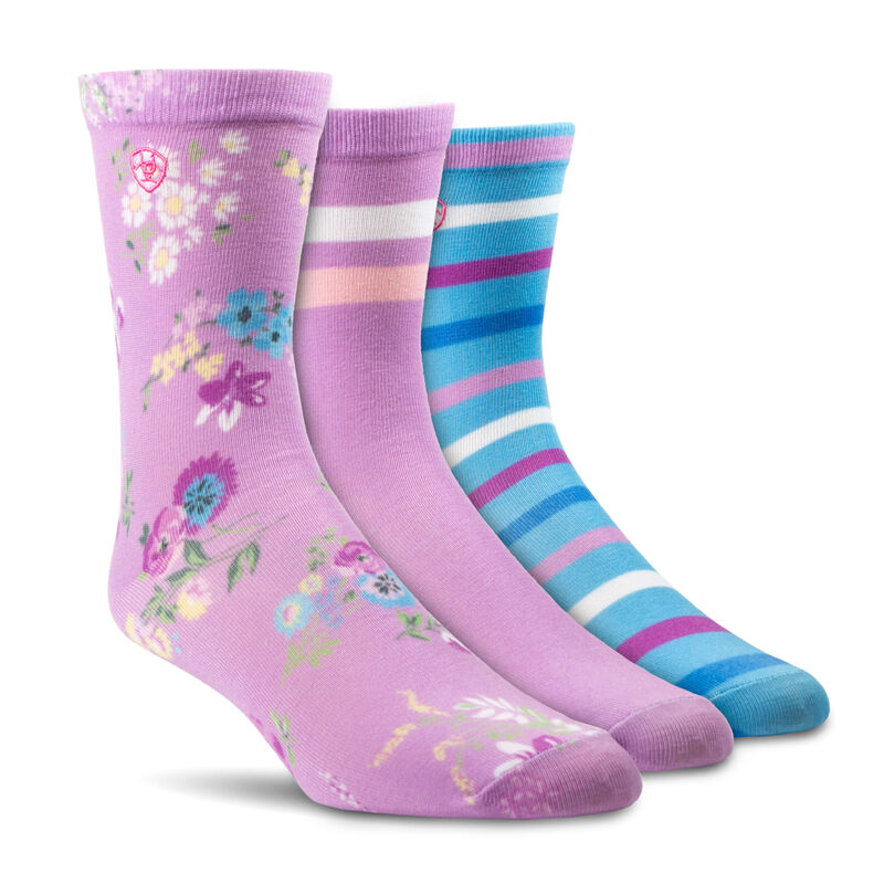 Violet Floral Crew Sock 3