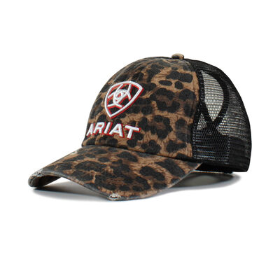Embossed logo cheetah print cap